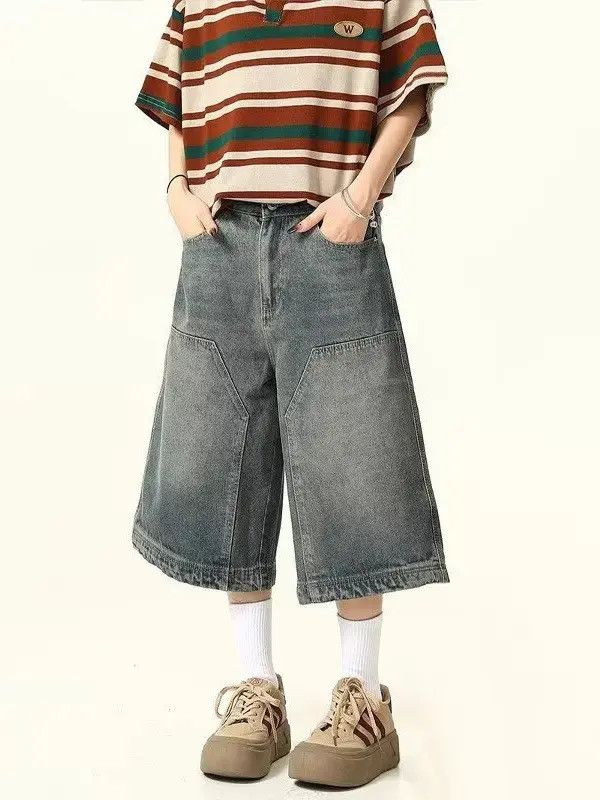 Japanese Brand High street spliced denim shorts Size US 32 / EU 48 - 1 Thumbnail
