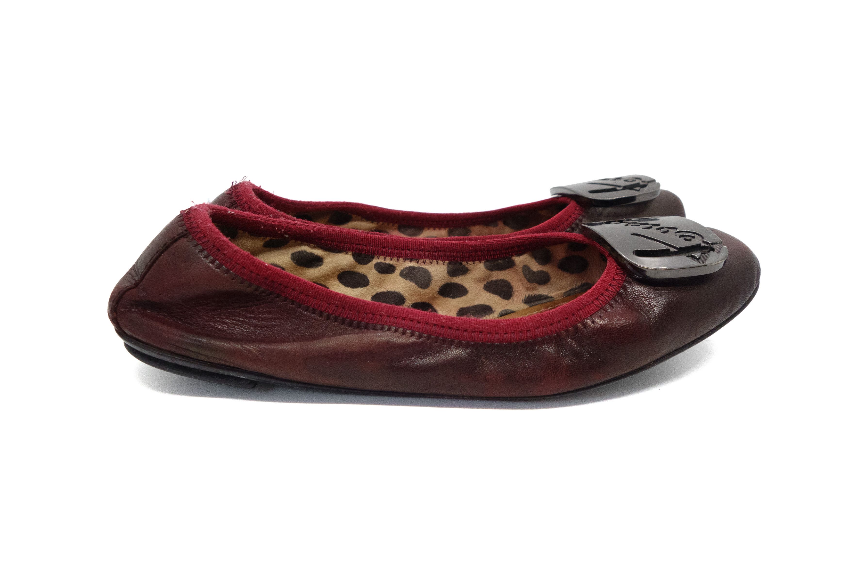 Salvatore Ferragamo 00s My Charm Leather Ballet Flats Buckle Logo Y2K Size US 6 / IT 36 - 2 Thumbnail