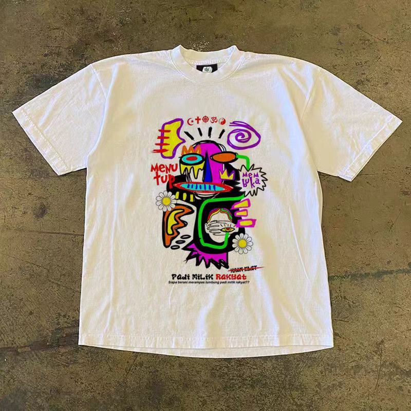 Vintage White washed retro fun graffiti t-shirt Size US M / EU 48-50 / 2 - 1 Thumbnail