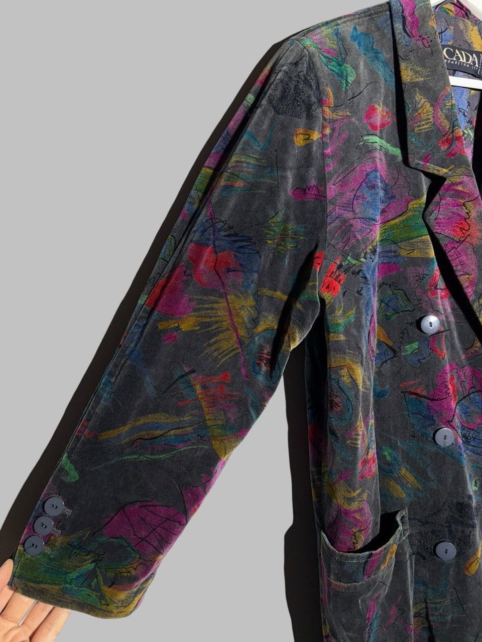 Escada Escada By Margaretha Ley 2-Breasted Abstract AOP Velour Coat Size M / US 6-8 / IT 42-44 - 7 Thumbnail