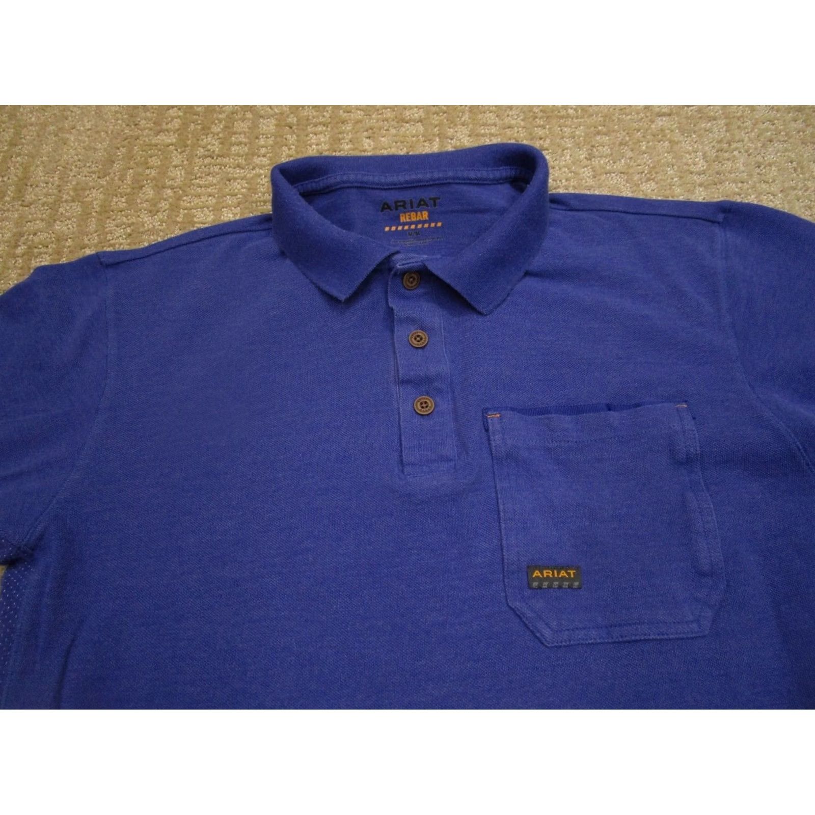 Ariat Ariat Polo Shirt Men Medium Blue Rebar Short Sleeve Polo Shirt Polo Casual Cowboy Outdoor Shirt Mens Blue Polo Size US M / EU 48-50 / 2 - 3 Thumbnail