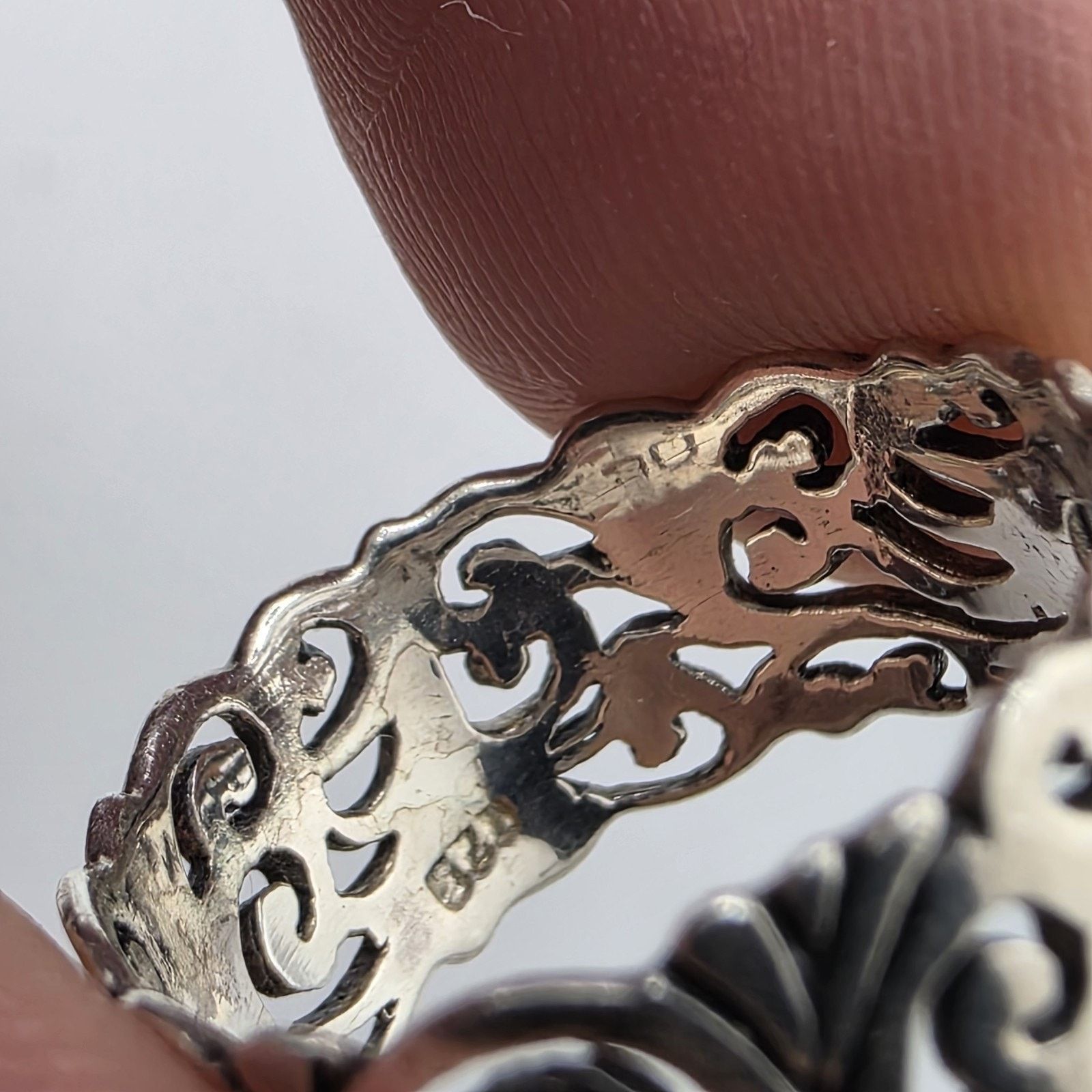 Other Sterling Silver Openwork Band Ring 6.75-7 Abstract Filigree Size ONE SIZE - 6 Thumbnail