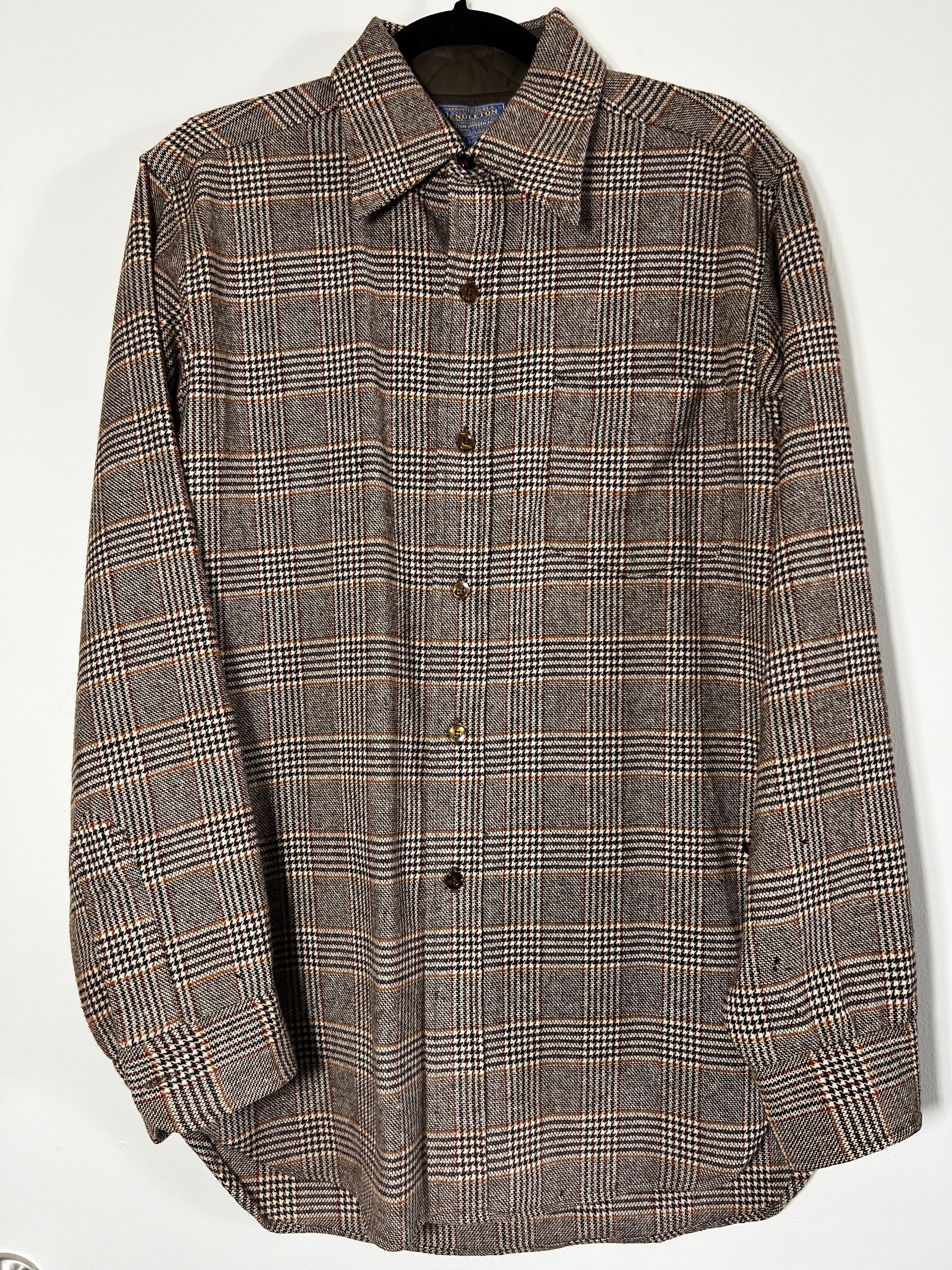 Pendleton × Vintage Vintage 1960's-1970's Pendleton Brown Plaid Shirt Size US M / EU 48-50 / 2 - 1 Thumbnail