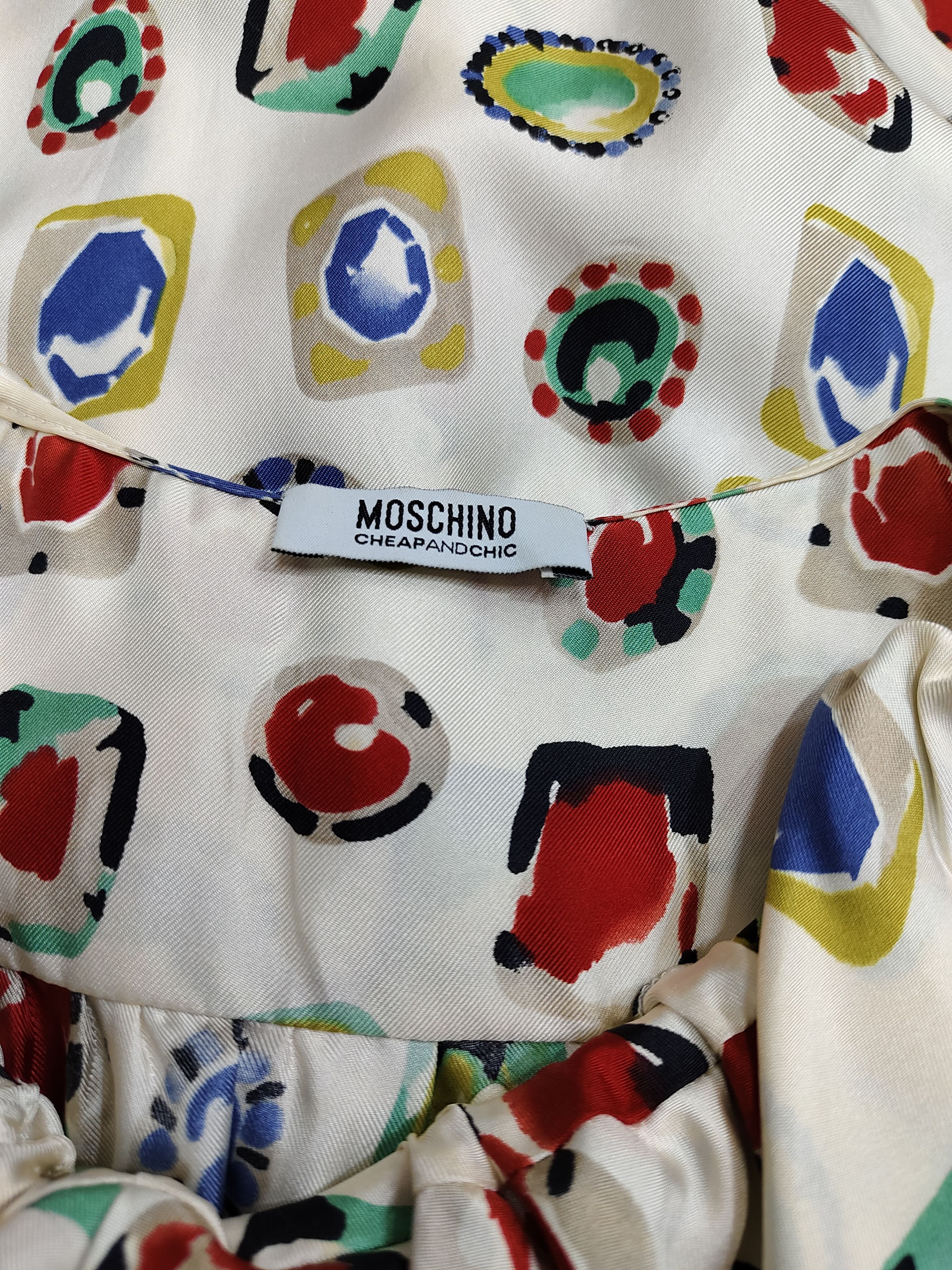 Moschino 00s Moschino Cheap & Chic Abstract Pop Print Ruffle Blouse Size M / US 6-8 / IT 42-44 - 6 Thumbnail