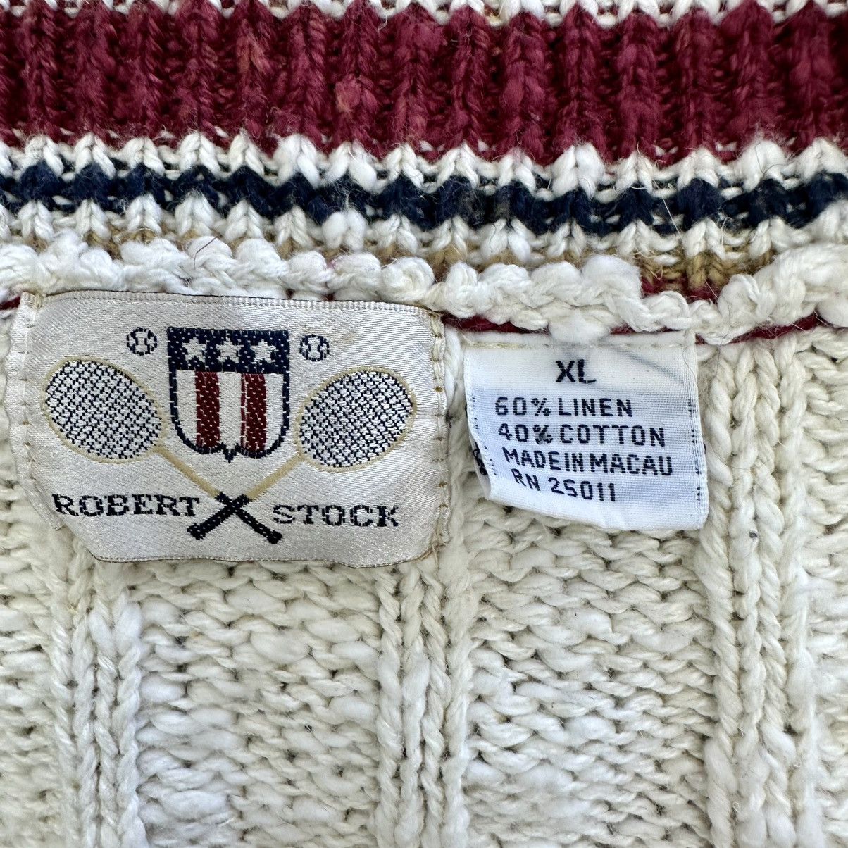Vintage Vintage Robert Stock Linen Cotton Cable Knit Tennis Sweater Size US XL / EU 56 / 4 - 3 Thumbnail