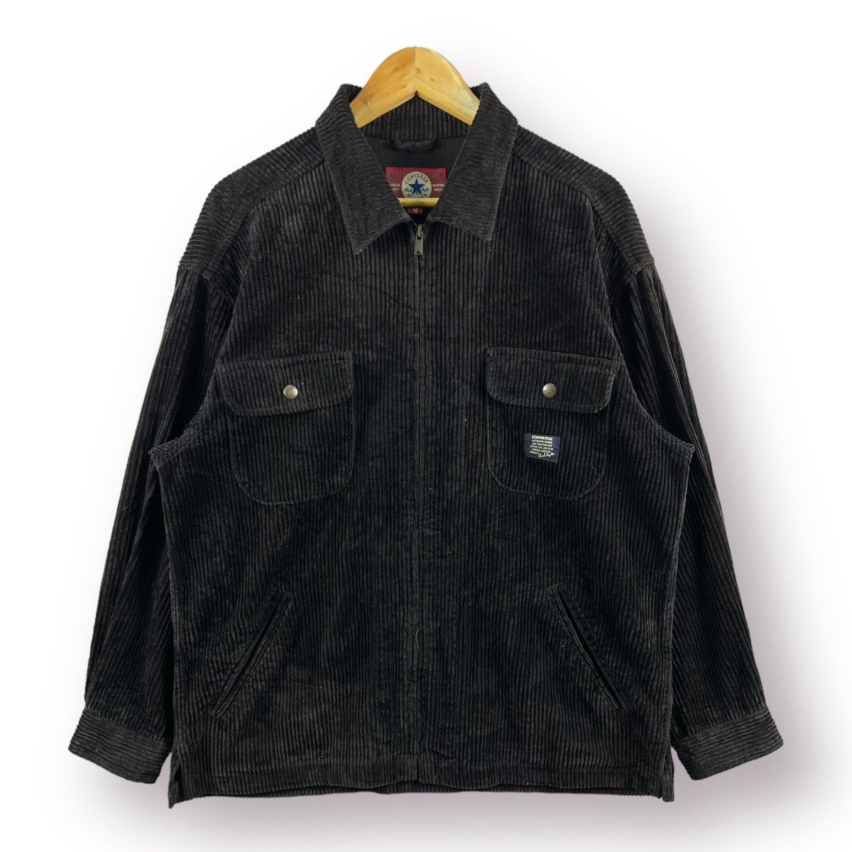 image of Vintage Converse Corduroy Heavy Jacket - M in Black, Men's (Size Medium)