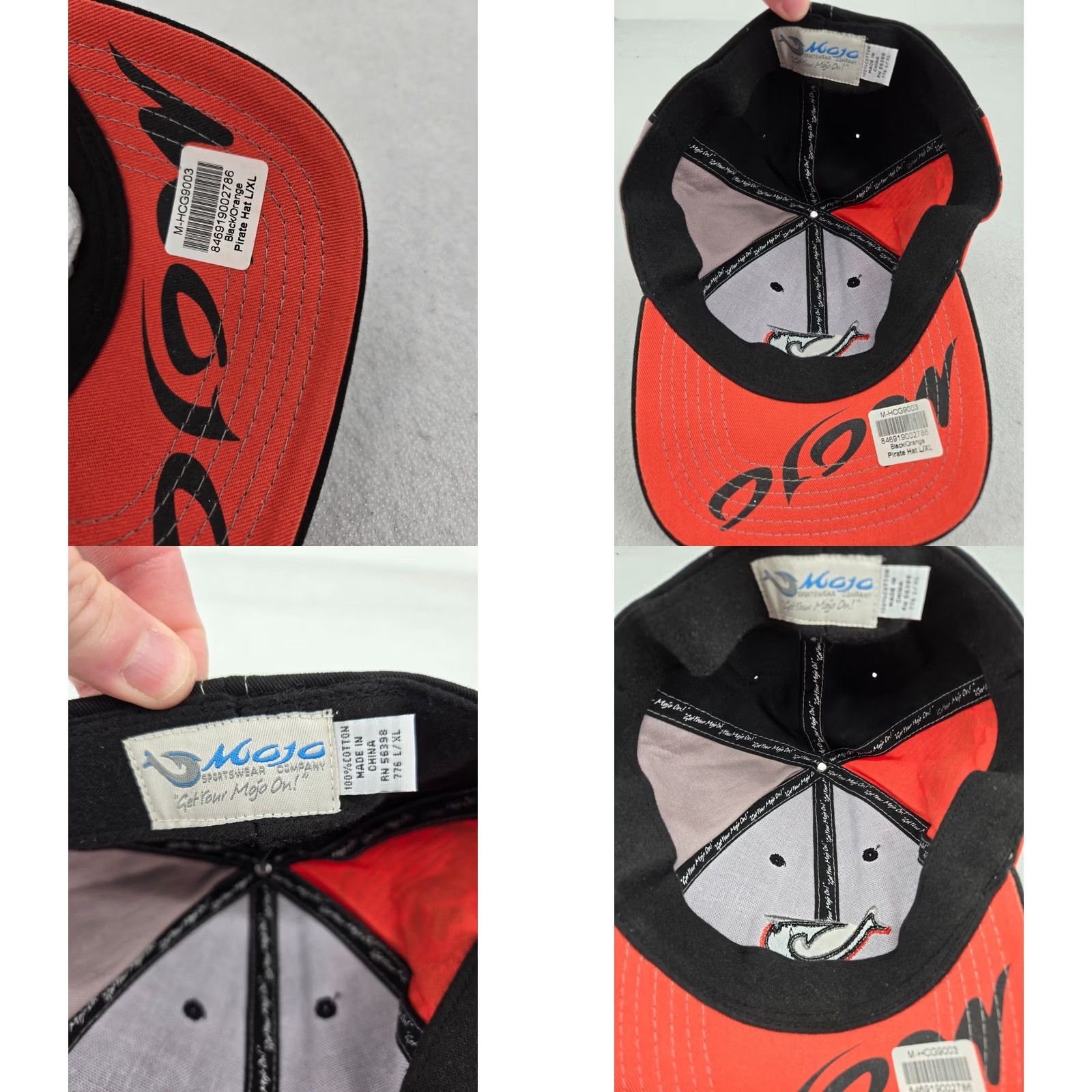 Vintage Mojo Fishing Hat Baseball Cap L/XL Adults Unisex Black Geometric Adjustable Size ONE SIZE - 9 Thumbnail