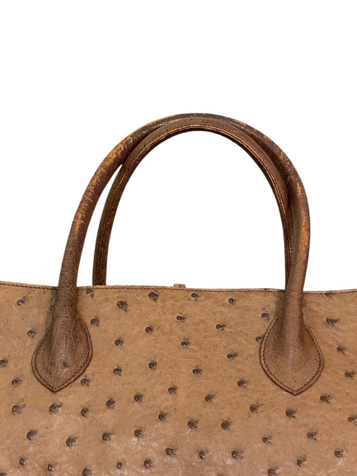 Genuine Leather Full Leather Ostritch Patina Vtg Unknown Tote Bag 2🟩0 Size ONE SIZE - 17 Thumbnail