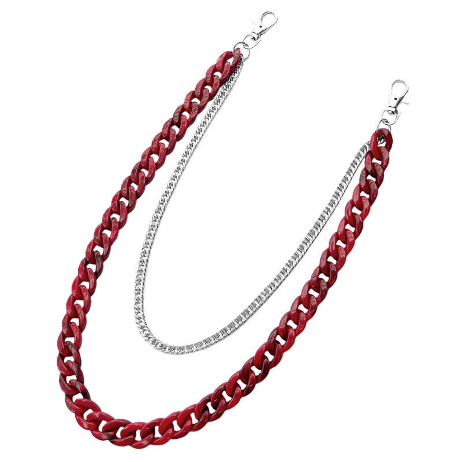 Vintage Double layer Red Cuban Wallet Chain, Pants Chain Size ONE SIZE - 1 Thumbnail
