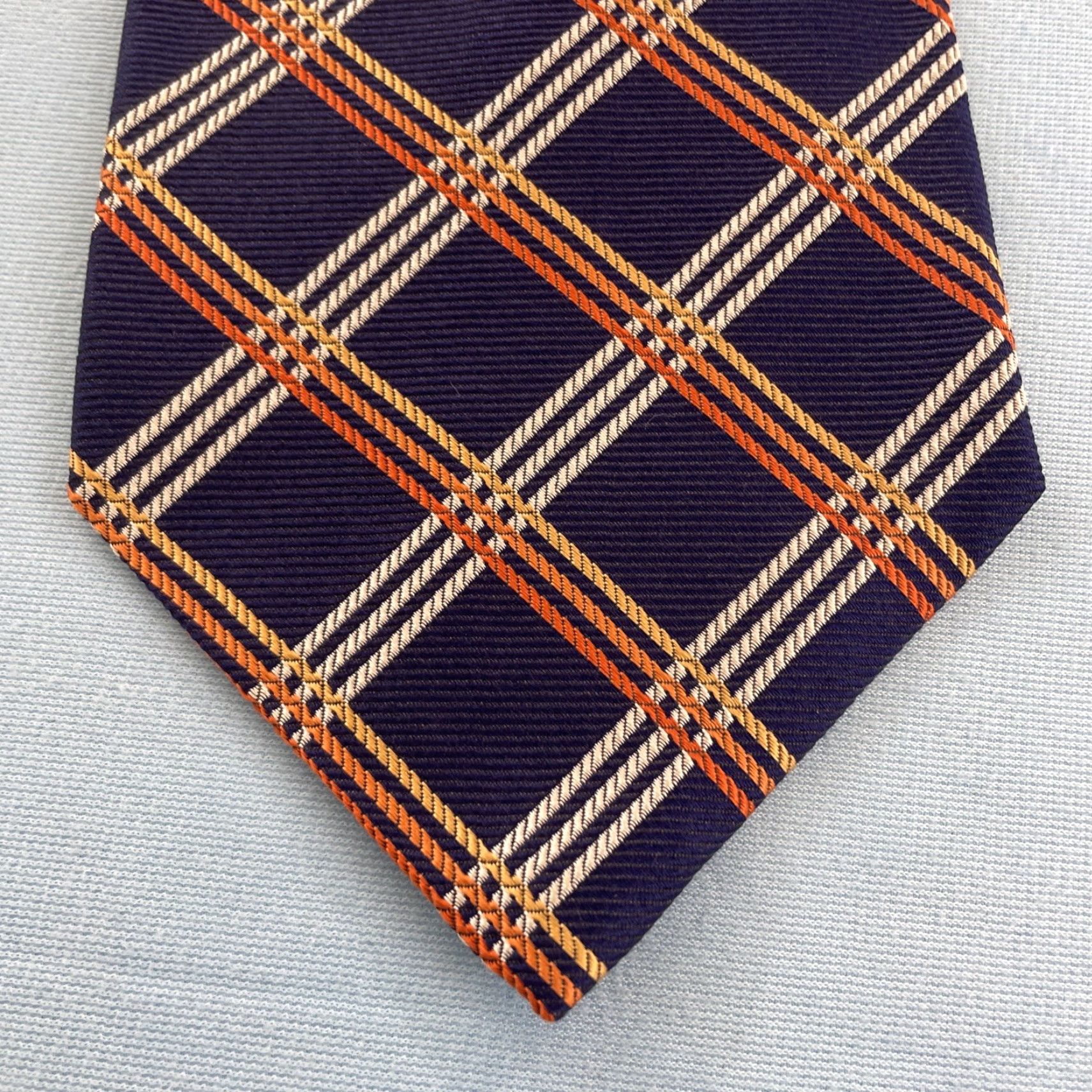 Brooks Brothers VINTAGE Brooks Brothers Makers Silk Tie 4x61" Woven Plaid Geometric Blue Orange Red USA Men Tie 100% Silk Handmade Wide Necktie Vintage 1990s Size ONE SIZE - 7 Thumbnail