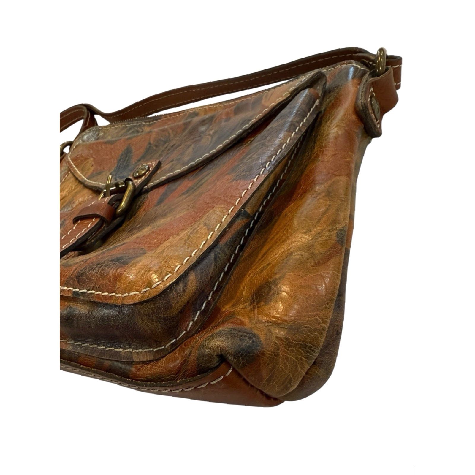 Patricia Nash Patricia Nash Avellino Floral Leather Crossbody Handbag Purse Fall Colors Size ONE SIZE - 4 Thumbnail
