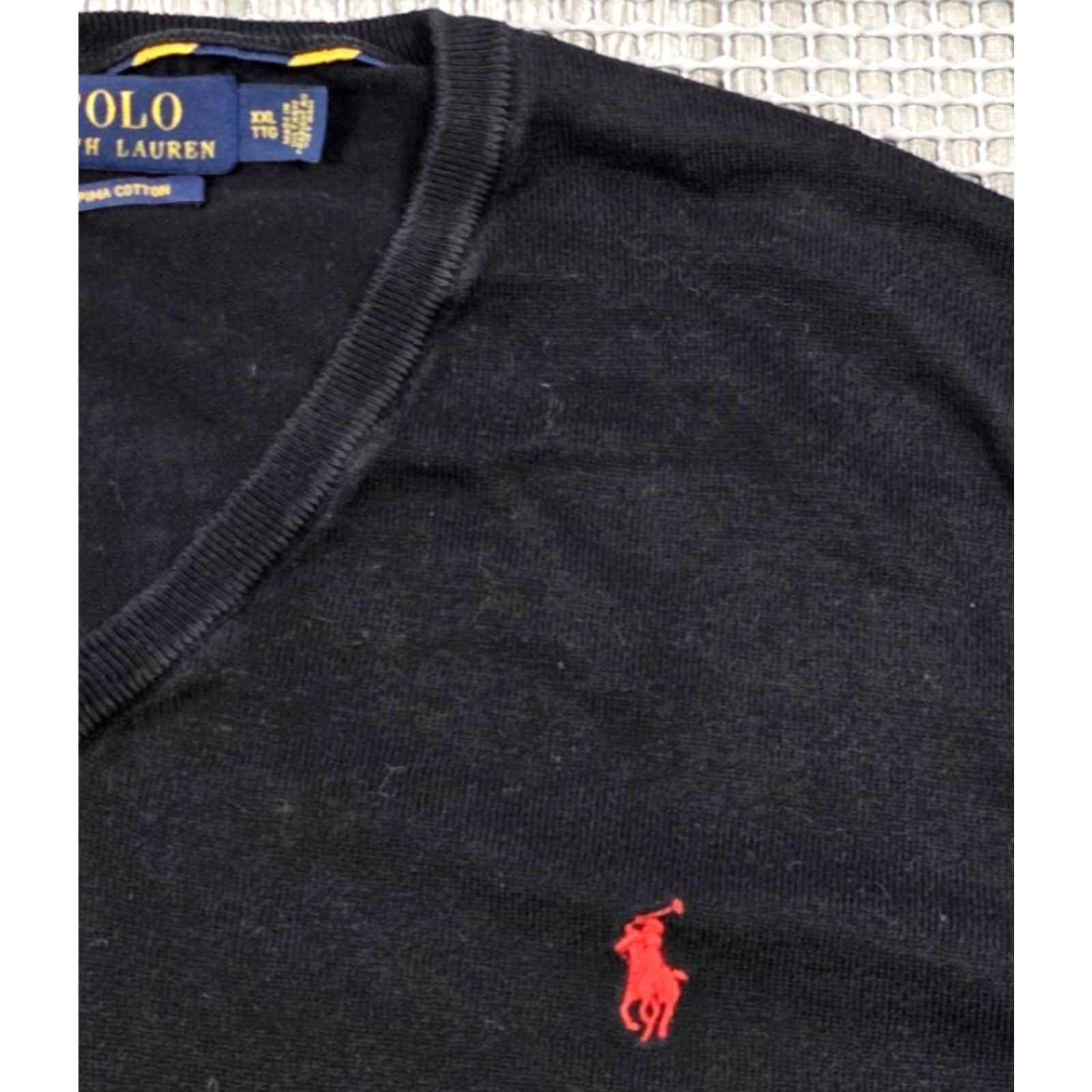 Polo Ralph Lauren Polo Ralph Lauren Sweater Mens 2XL Black V-Neck 100% Cotton Pima Logo Embroidered Classic Knit Pullover Shirt Size US XXL / EU 58 / 5 - 4 Thumbnail