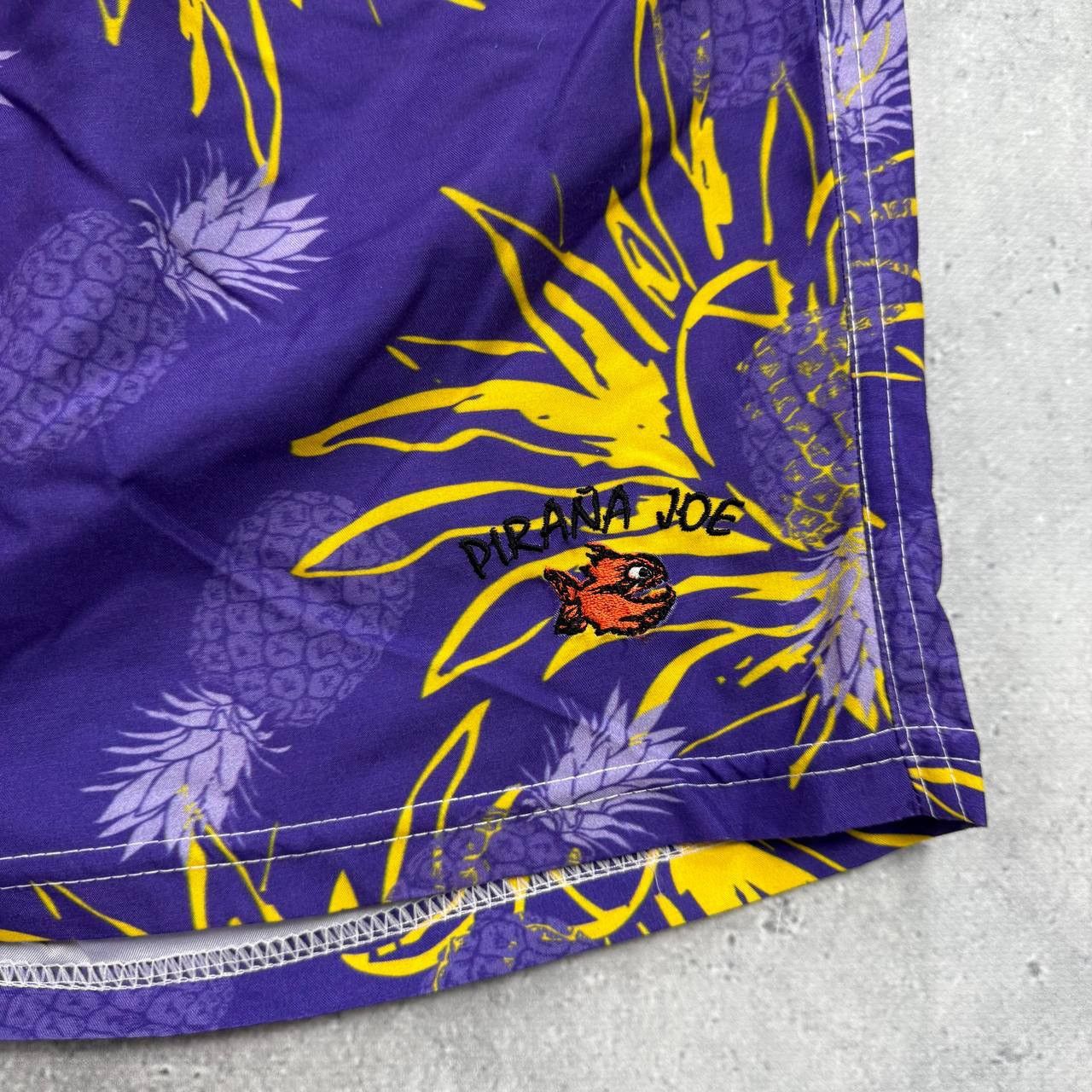 Vintage Vintage Piranha Joe Pineapple Print Swim Beach Shorts Purple Size US 31 - 7 Thumbnail