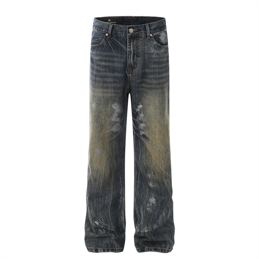 Japanese Brand × Jean American retro trend ink-splashed loose straight jeans Size US 32 / EU 48 - 1 Thumbnail