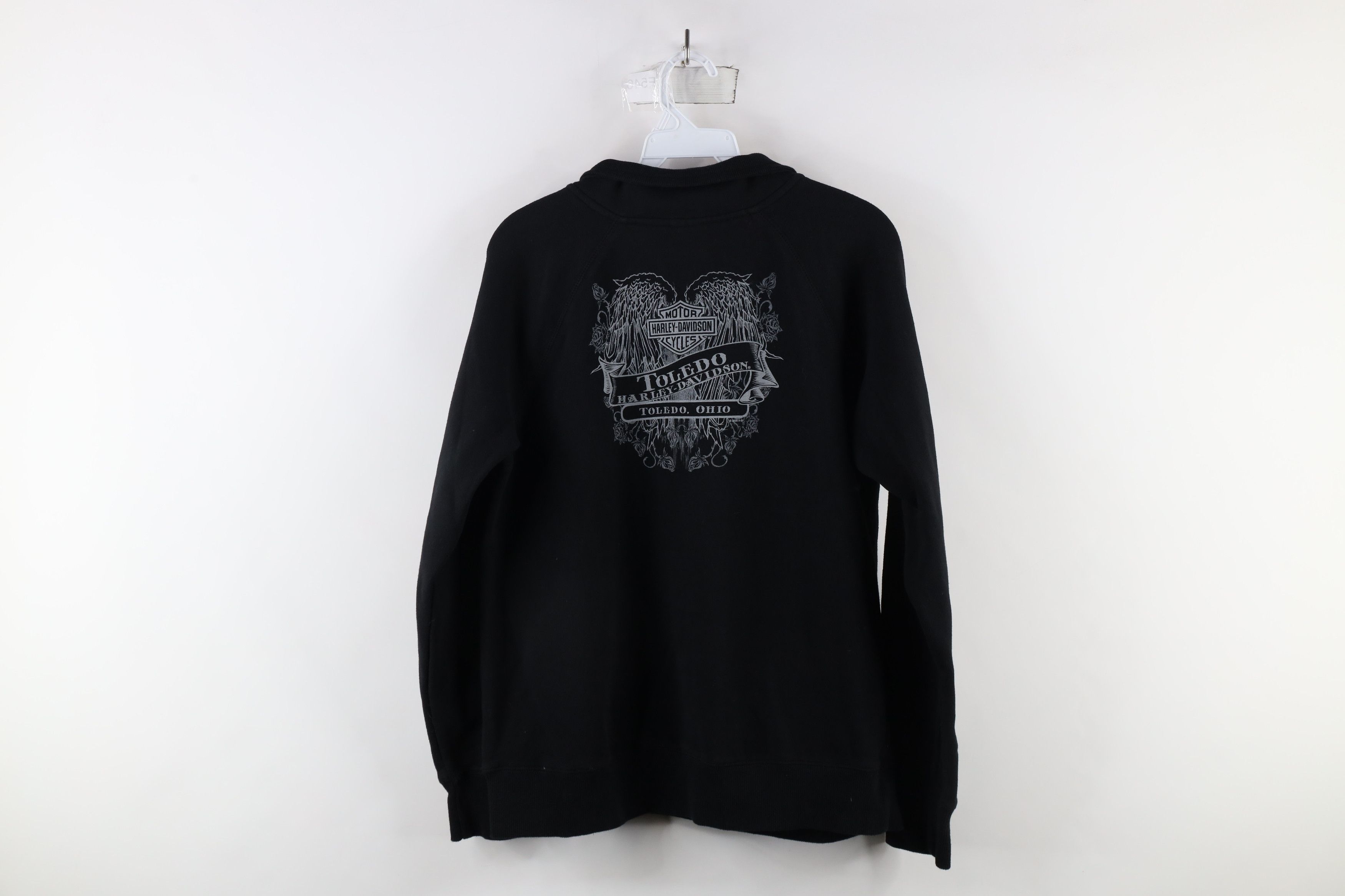 Harley Davidson × Vintage Harley Davidson Faded Out Wings Flower Half Zip Sweatshirt Size M / US 6-8 / IT 42-44 - 8 Thumbnail