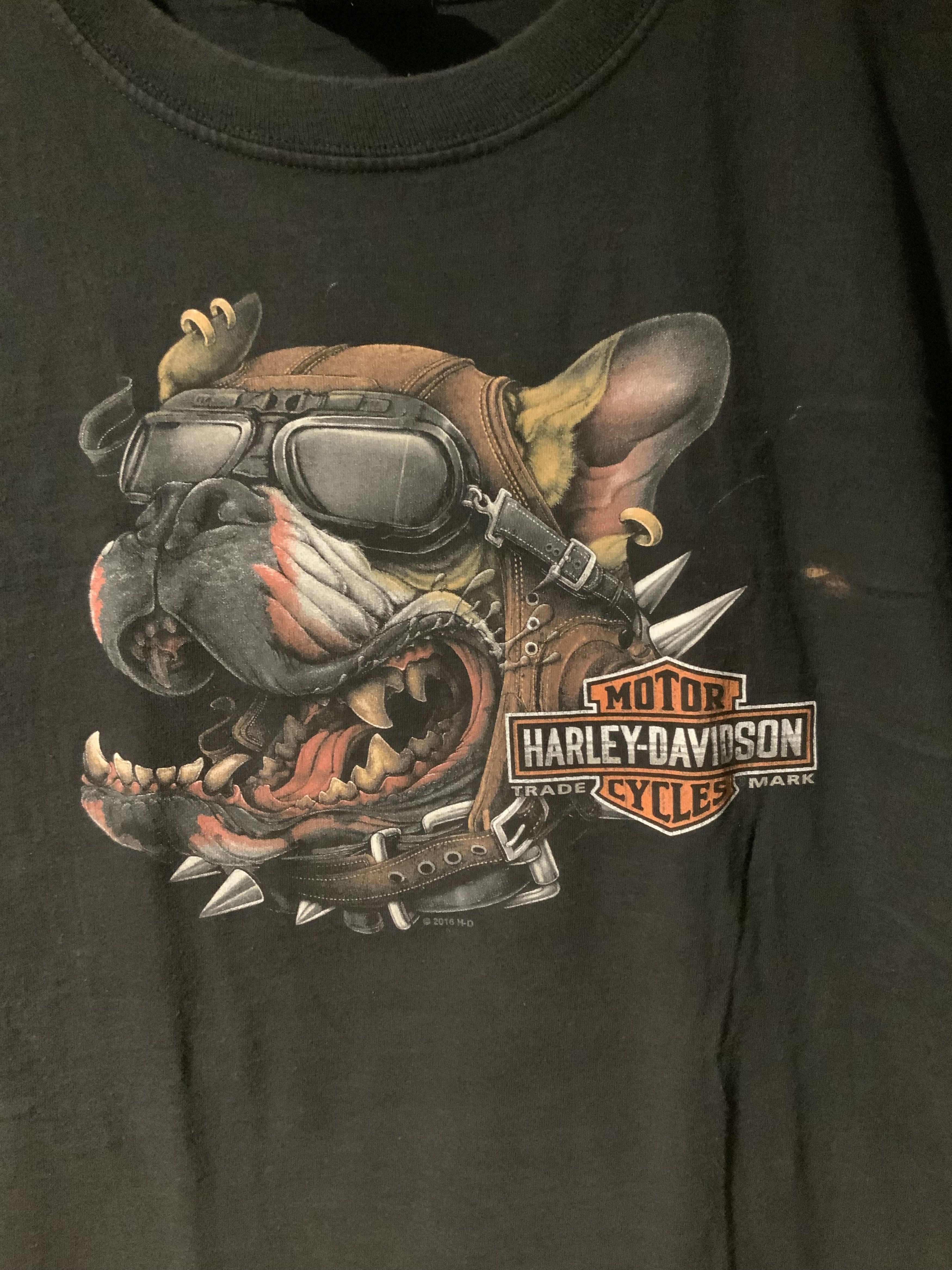 Harley Davidson × Vintage Vintage 2016 Harley Davidson Motorcycle Bulldog T-shirt Size US M / EU 48-50 / 2 - 2 Thumbnail