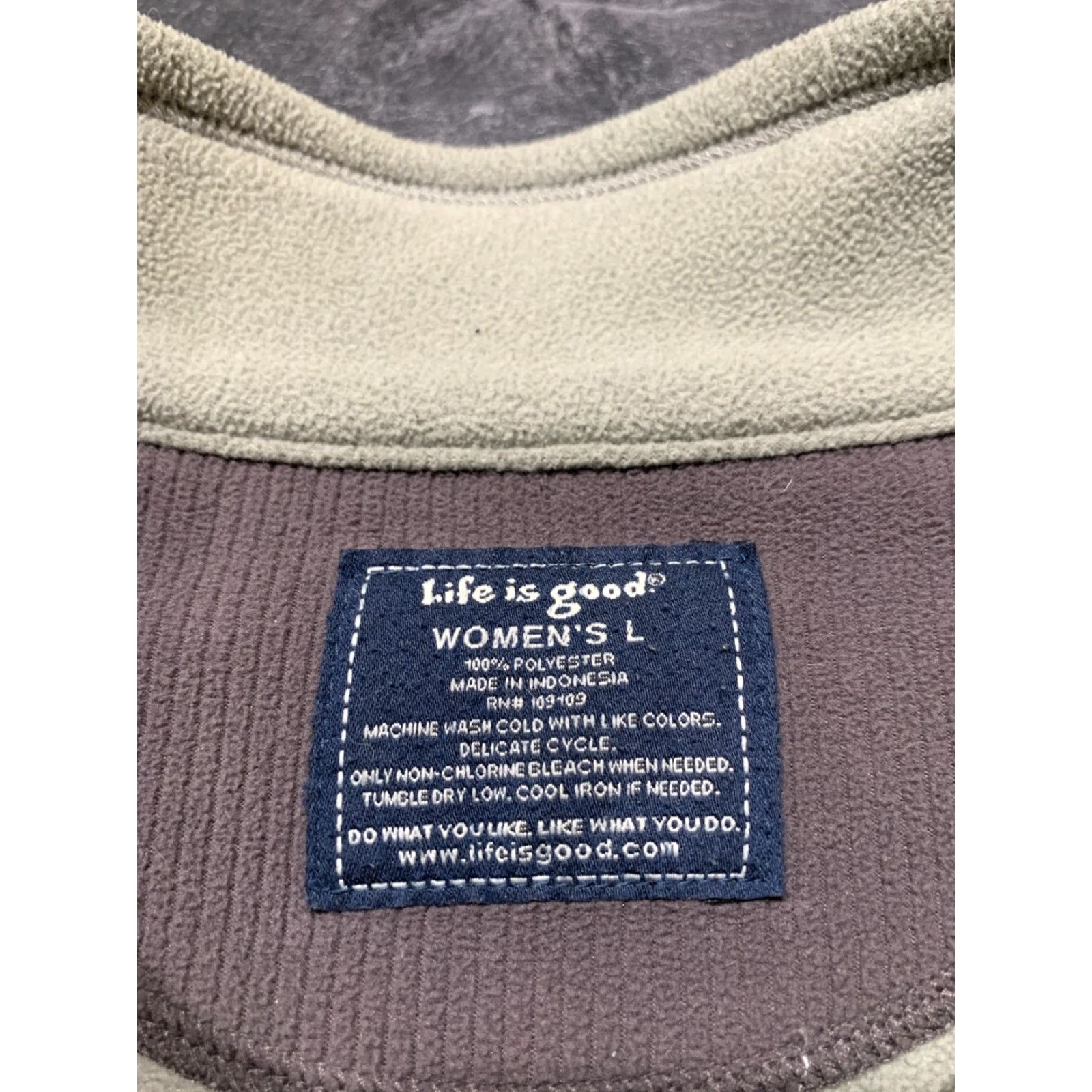 Life is Good Life is Good Women's L Brown 1/4 Zip Polyester Fleece Sweater Casual Pullover Crew Neck Long Sleeve Logo Solid Cotton Lining Classic Regular - Skin? Size L / US 10 / IT 46 - 3 Thumbnail