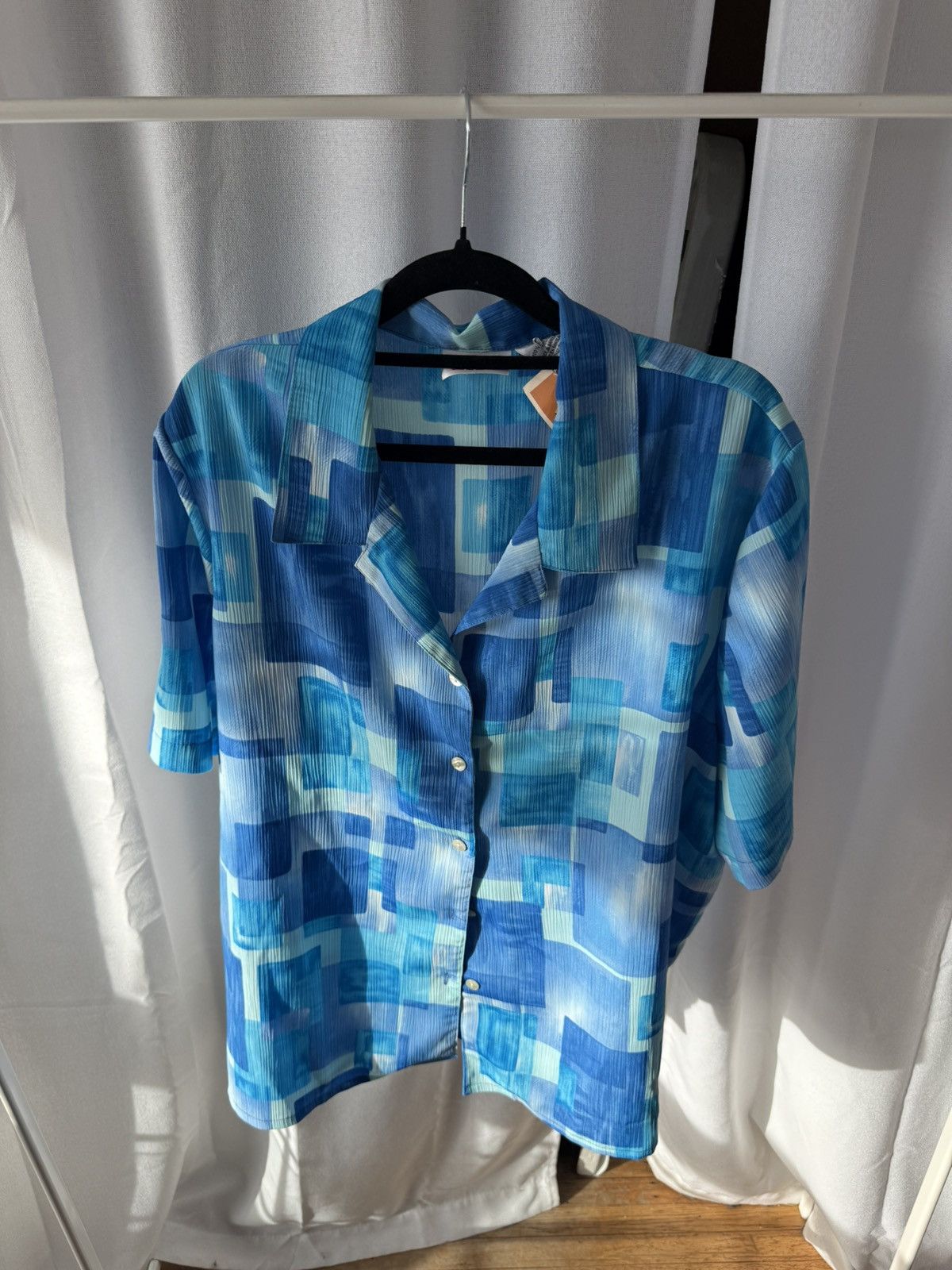Vintage Vintage 90s Blue Patterned Alia Button Up Shirt Sz 18 Size XXL / US 16-18 / IT 52-54 - 1 Thumbnail