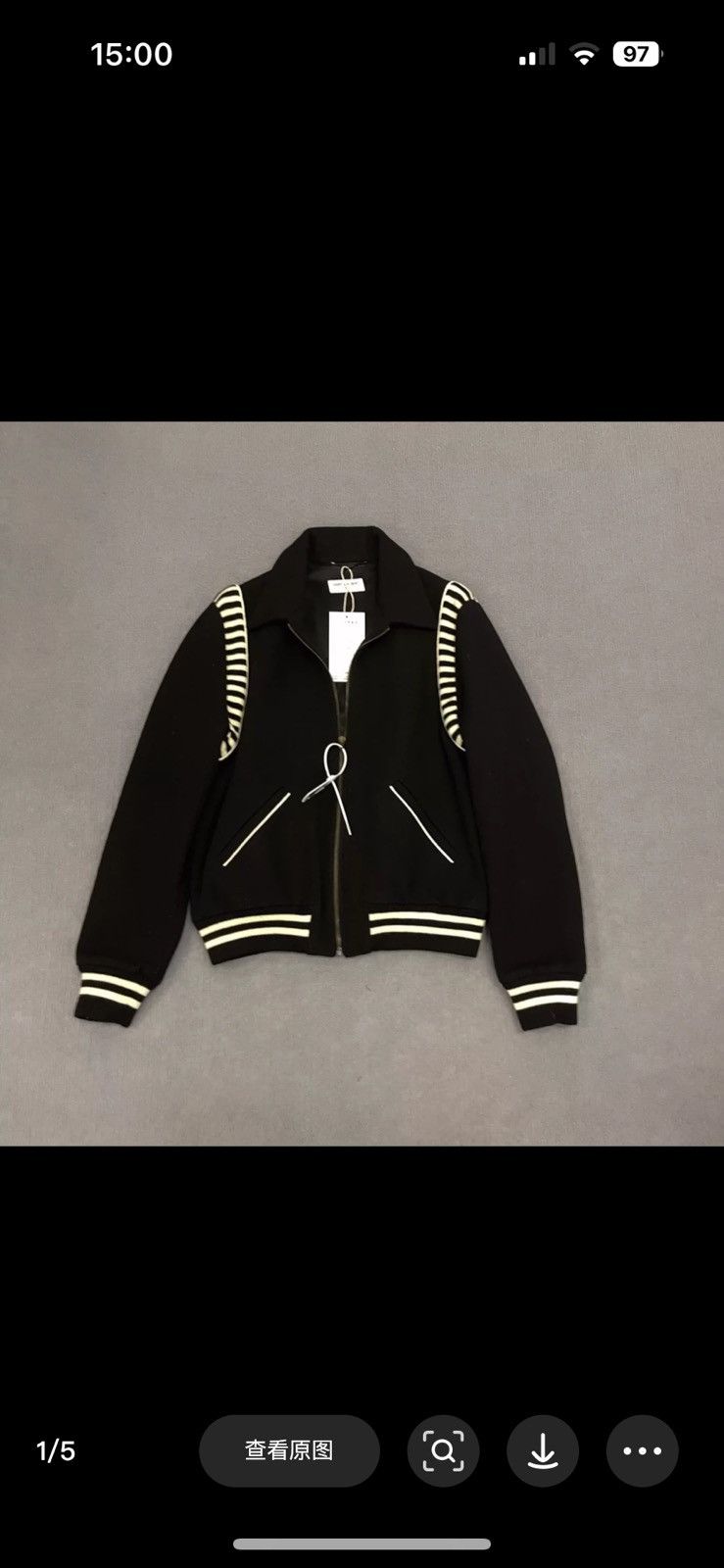 Saint Laurent Paris Saint Laurent Black And White Wool Lapel Jacket Size US M / EU 48-50 / 2 - 1 Thumbnail