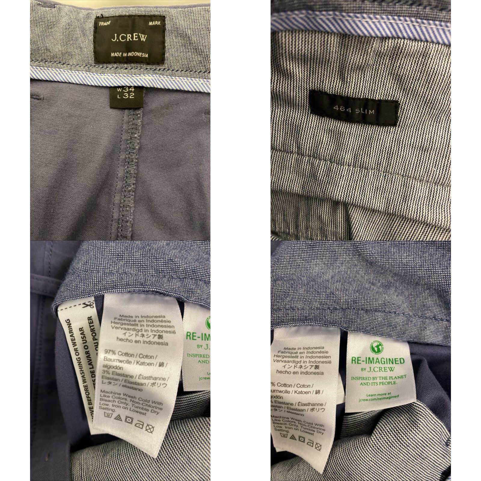 J.Crew J.CREW Chino Pants Men’s 34x32 Periwinkle Slim Straight Flat Front Zip Pockets Casual Cotton 32" Inseam Size US 34 / EU 50 - 8 Thumbnail