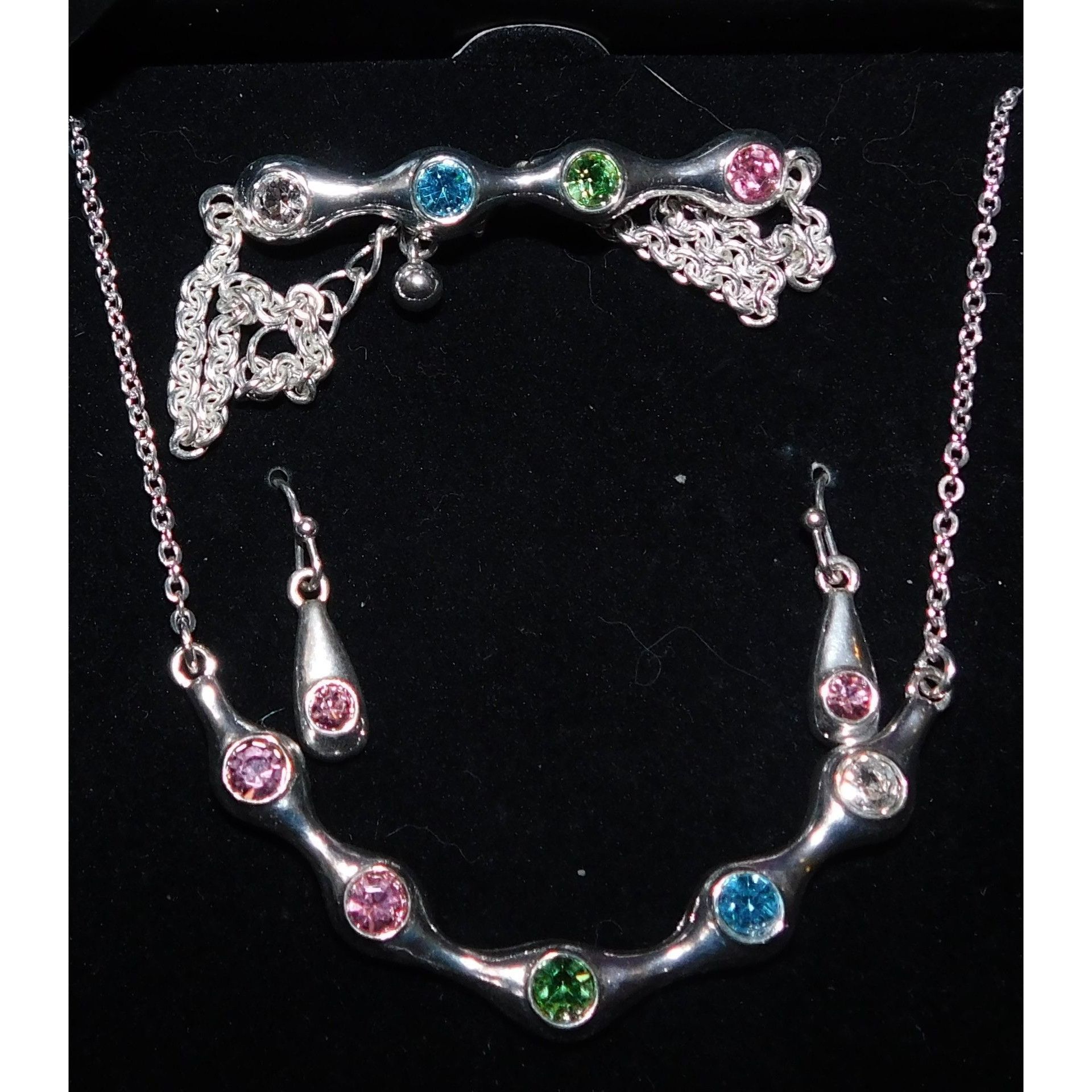 Other Rainbow Rhinestone Demi Parure (Necklace, Bracelet, Earrings Size ONE SIZE - 1 Thumbnail