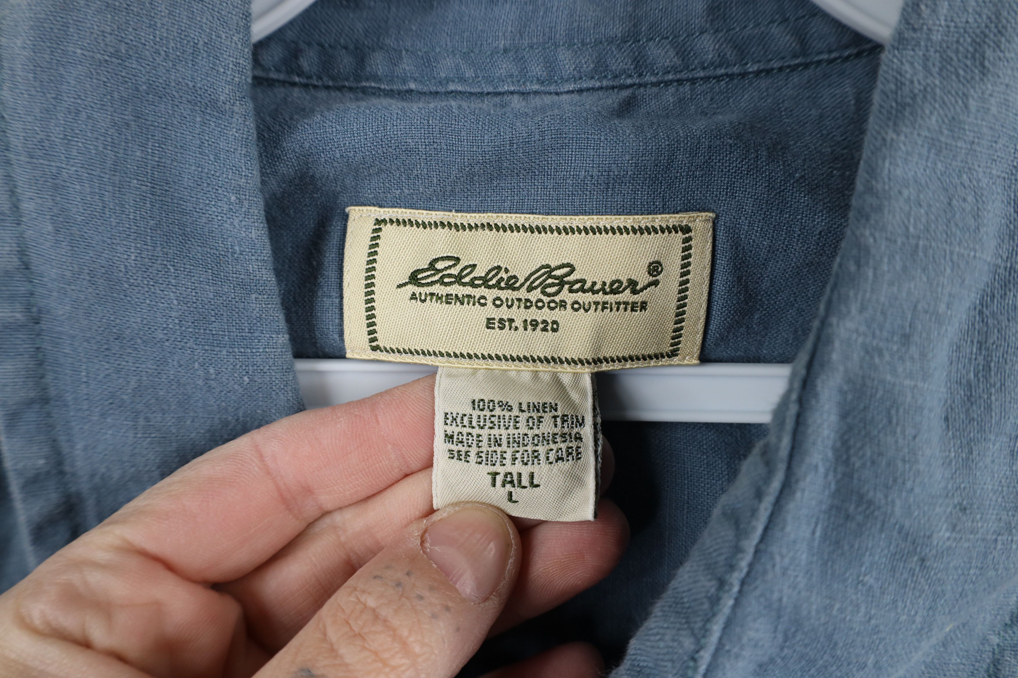 Eddie Bauer × Vintage Vintage 90s Eddie Bauer Linen Short Sleeve Button Shirt Size US L / EU 52-54 / 3 - 4 Thumbnail