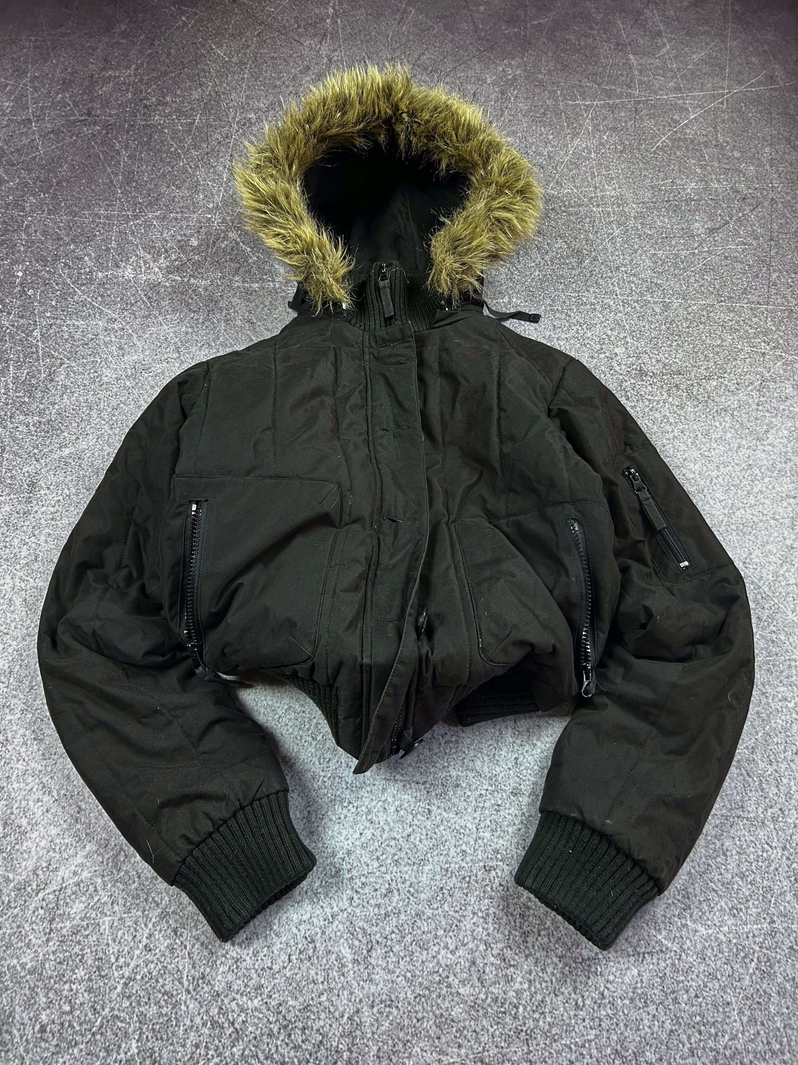 ジャケット・アウター if six was nine BEBE BOMBER Vntg Washed Bomber LGB If Six Was Nine Style Faux Fur Zip Cropped