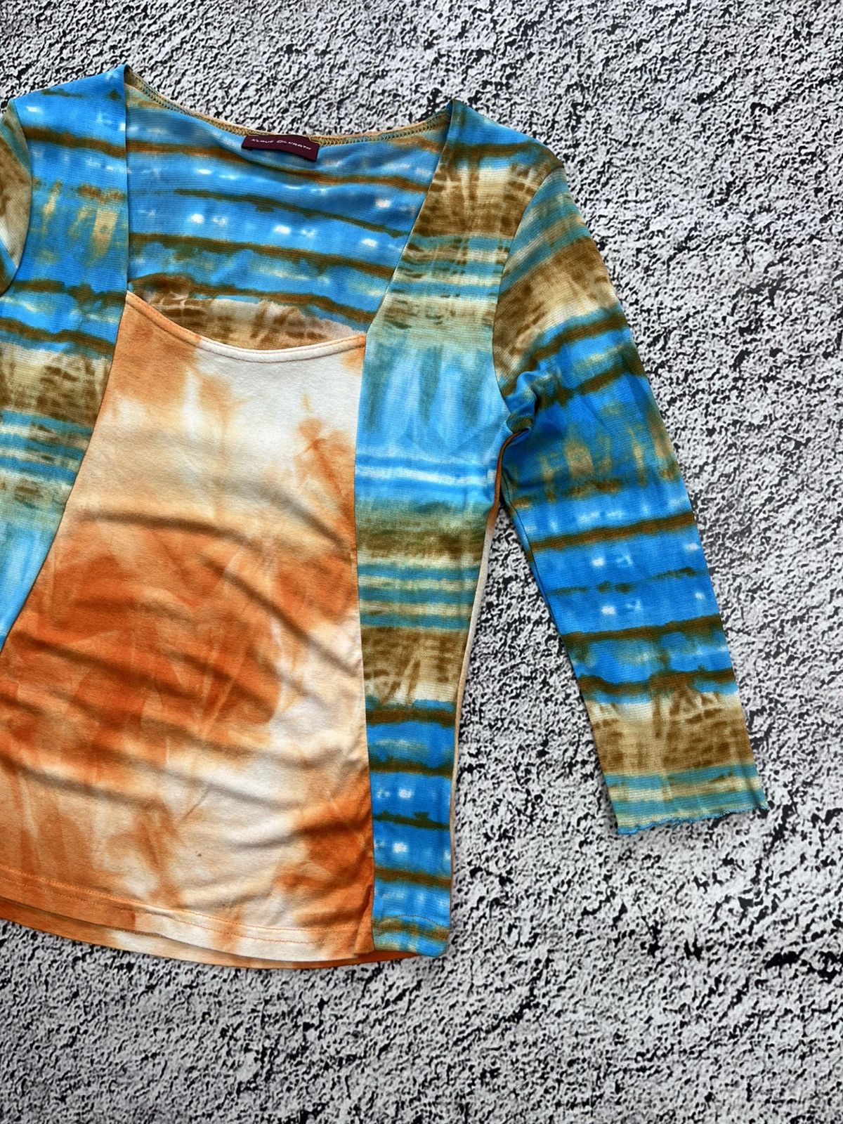 Japanese Brand Vintage 90s abstract mesh sleeve printed 3/4 top size M Size M / US 6-8 / IT 42-44 - 3 Thumbnail