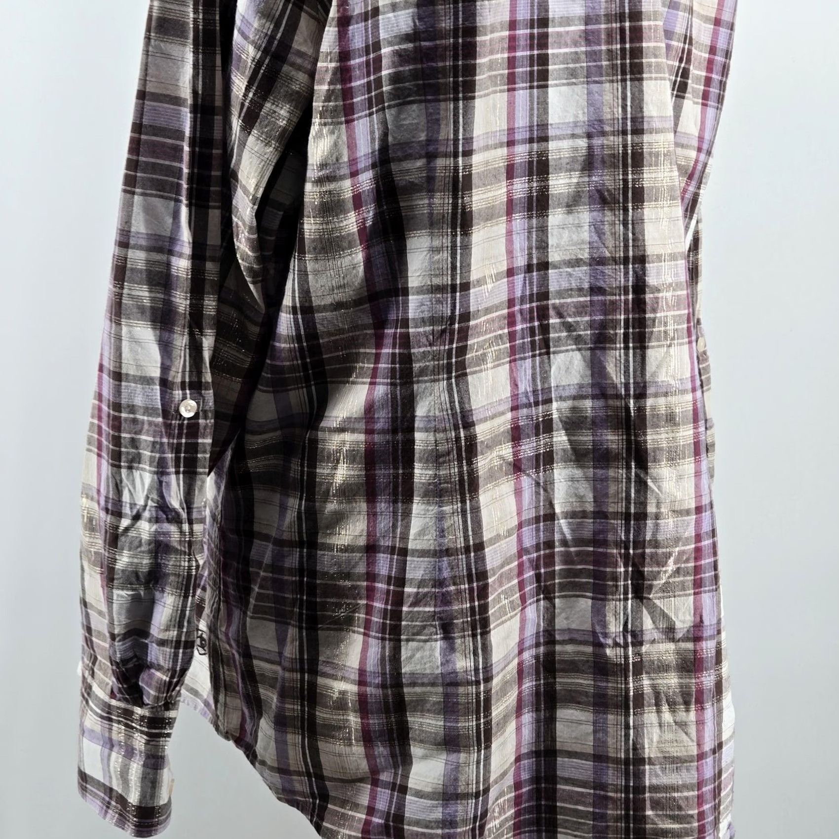 Ariat Ariat Button-Up Womens XXL Purple Plaid Fitted Embroidered Glitter Collared Shirt Size XXL / US 16-18 / IT 52-54 - 6 Thumbnail