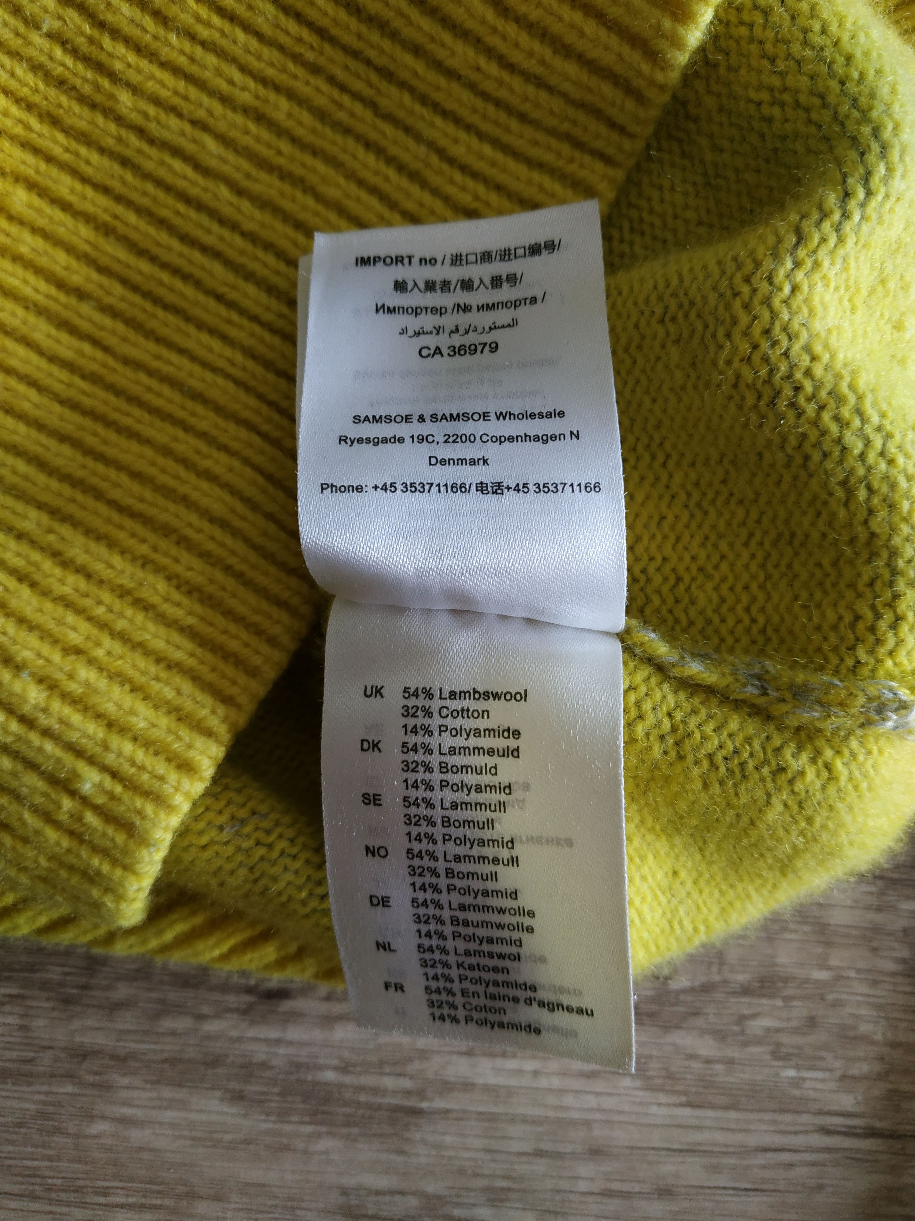 Samsoe Samsoe Samsoe & Samsoe Women's Yellow Wool Sweater/Pullover, s. XS Size XS / US 0-2 / IT 36-38 - 9 Thumbnail