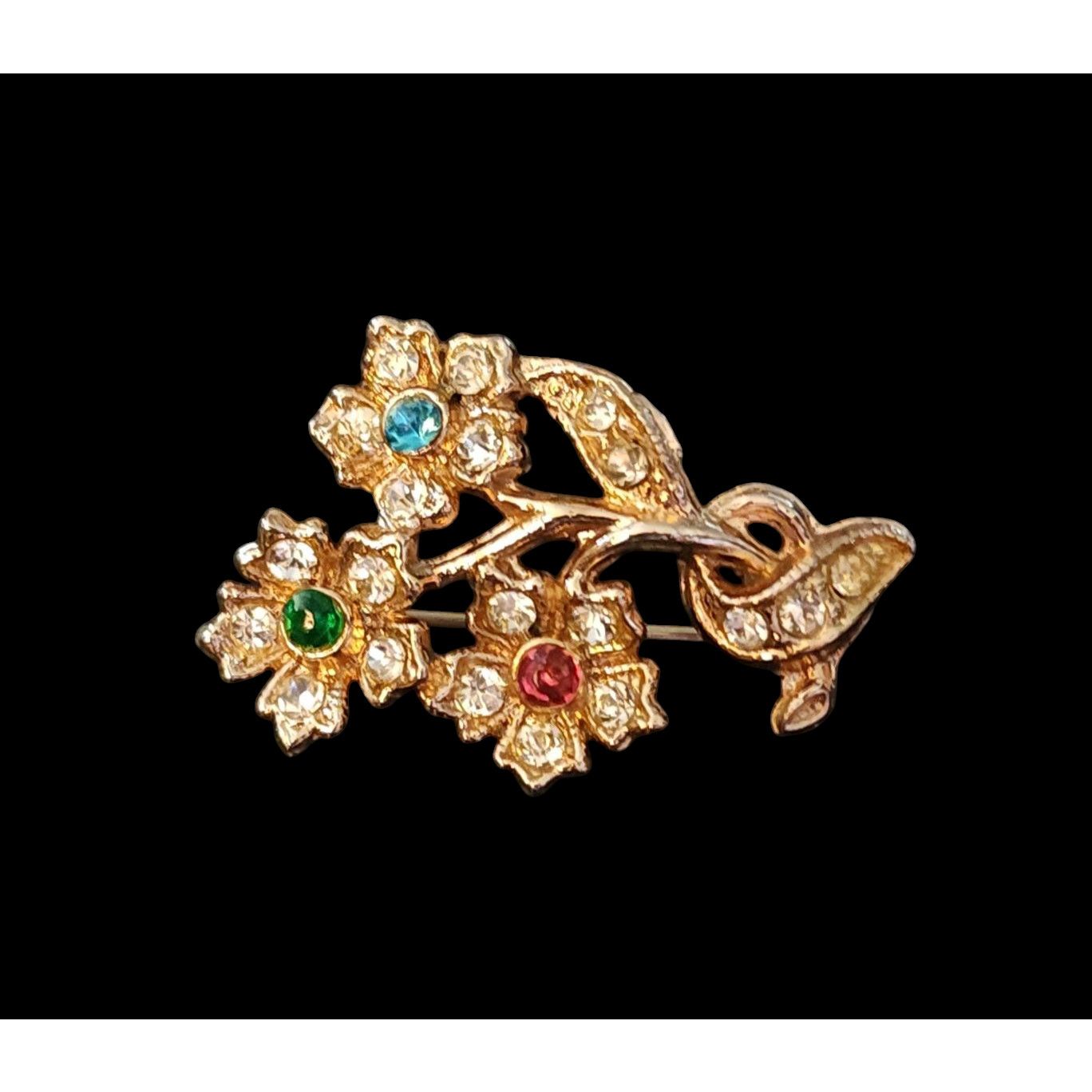 Other Vintage goldtone floral birthstone rhinestones brooch Size ONE SIZE - 3 Thumbnail