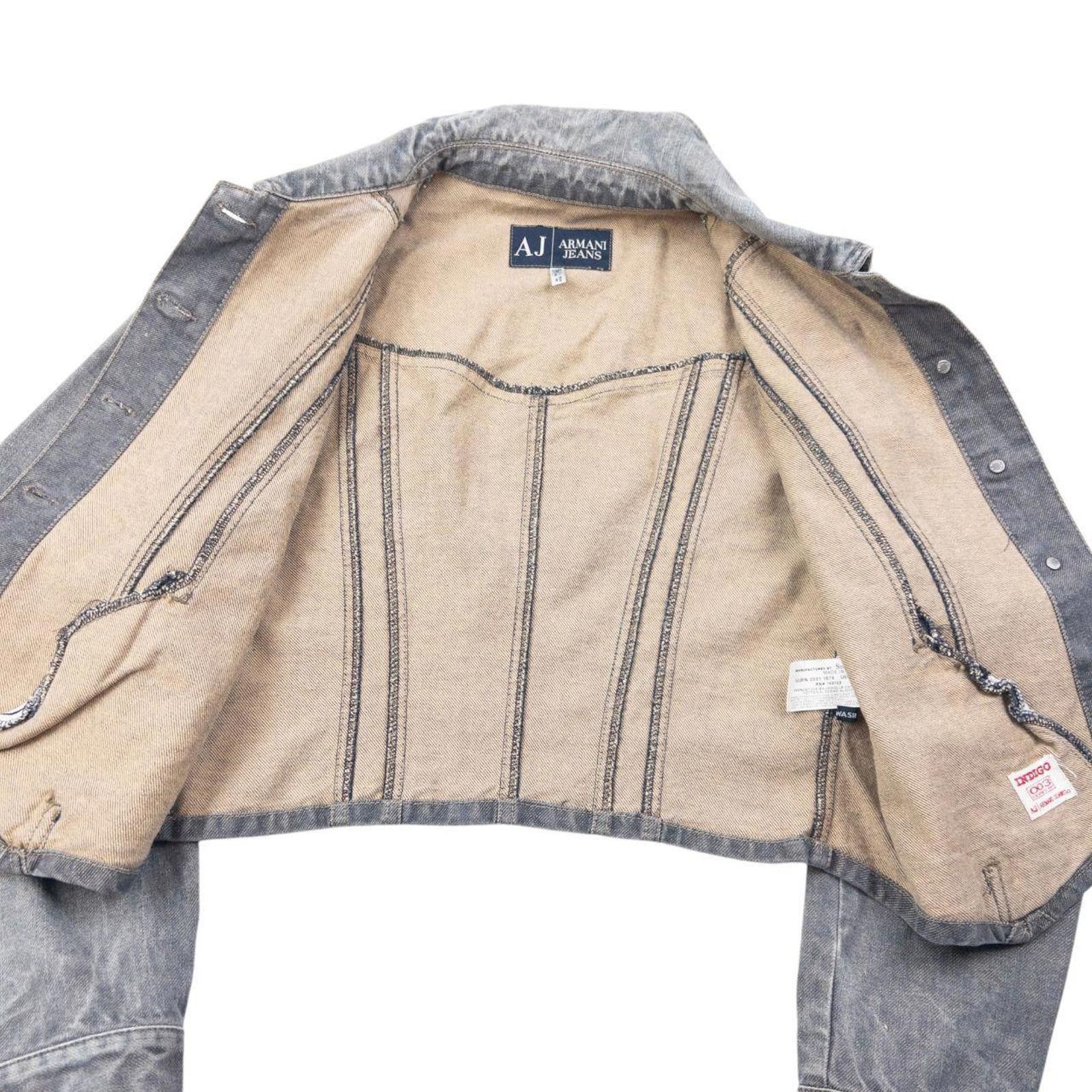 Other Vintage 2000s Armani Jeans Cropped Denim Jacket Womens M Size M / US 6-8 / IT 42-44 - 4 Thumbnail