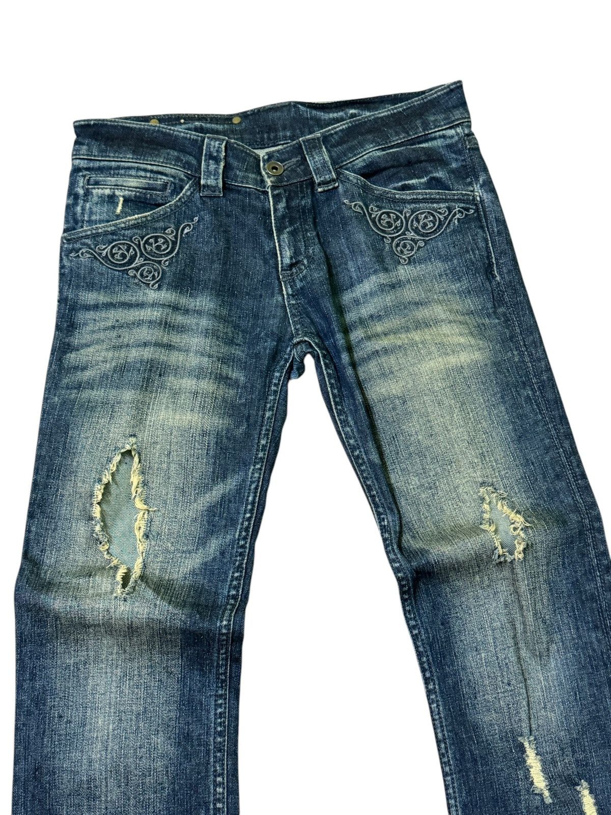 If Six Was Nine Flared Buffalo Jeans Embroidered Distress Low Waist Denim Size US 29 - 4 Thumbnail