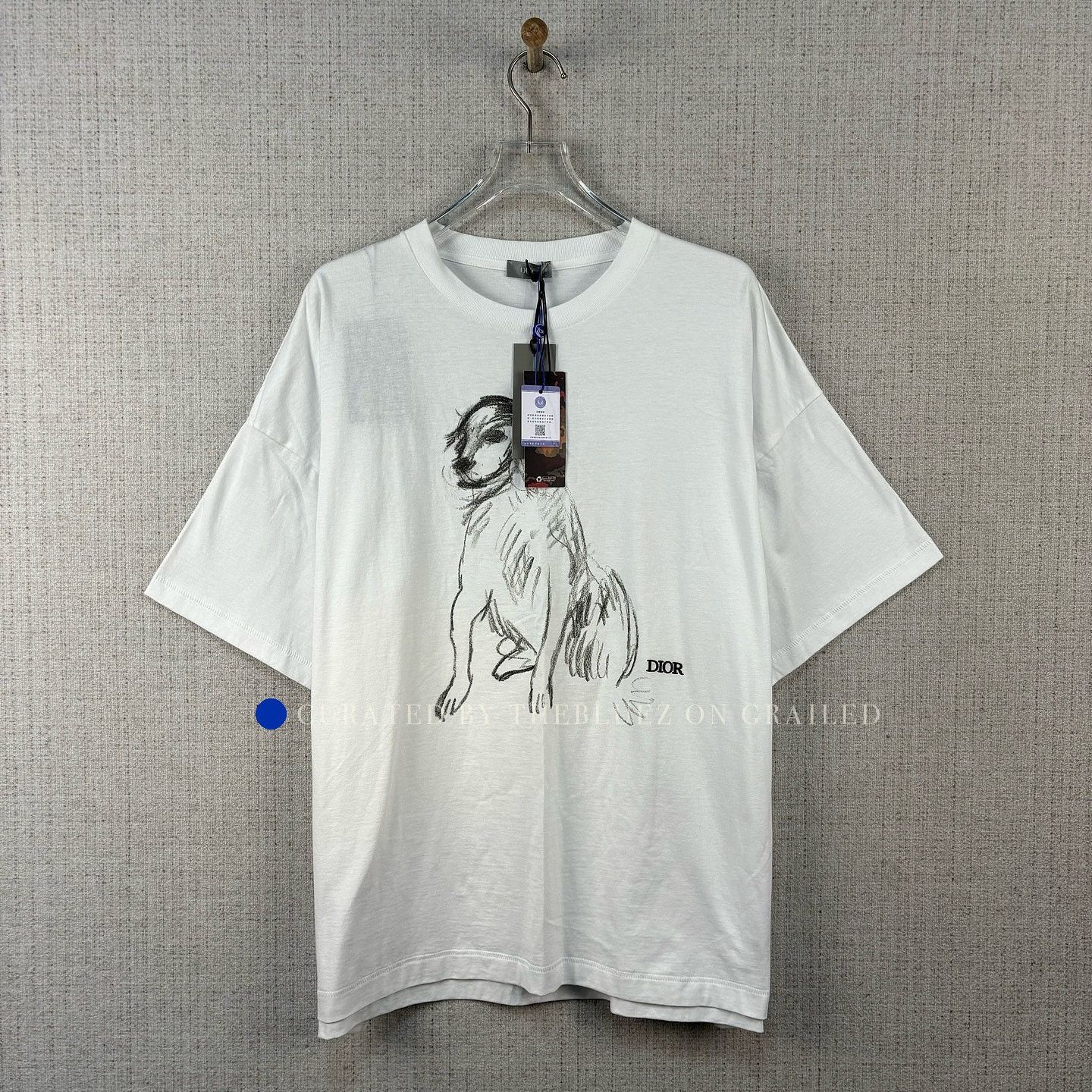 Dior White Graphic Dog Sketch T-Shirt Size US L / EU 52-54 / 3 - 1 Thumbnail