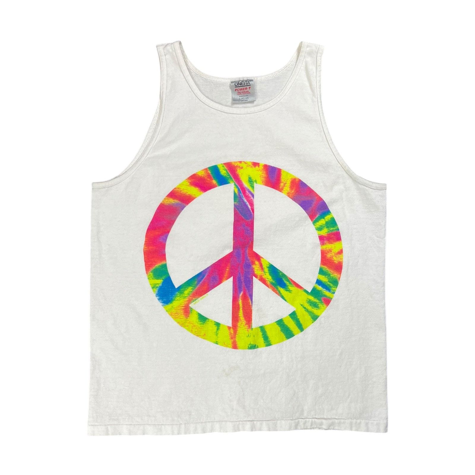 Vintage Vintage 90s Peace sign hippie tie dye tank top (M) Size US M / EU 48-50 / 2 - 1 Thumbnail