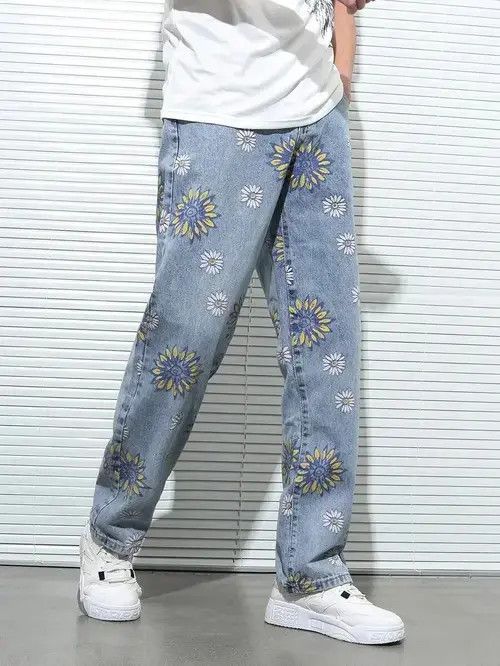 Japanese Brand × Vintage Retro Punk Pants Vintage Denim Floral Print Size US 32 / EU 48 - 4 Thumbnail