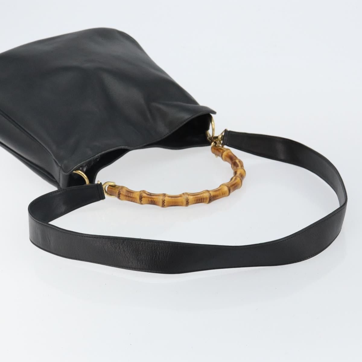 Gucci GUCCI Bamboo Handbag Leather Black Gold 001 1998 001 1998 Size ONE SIZE - 9 Thumbnail