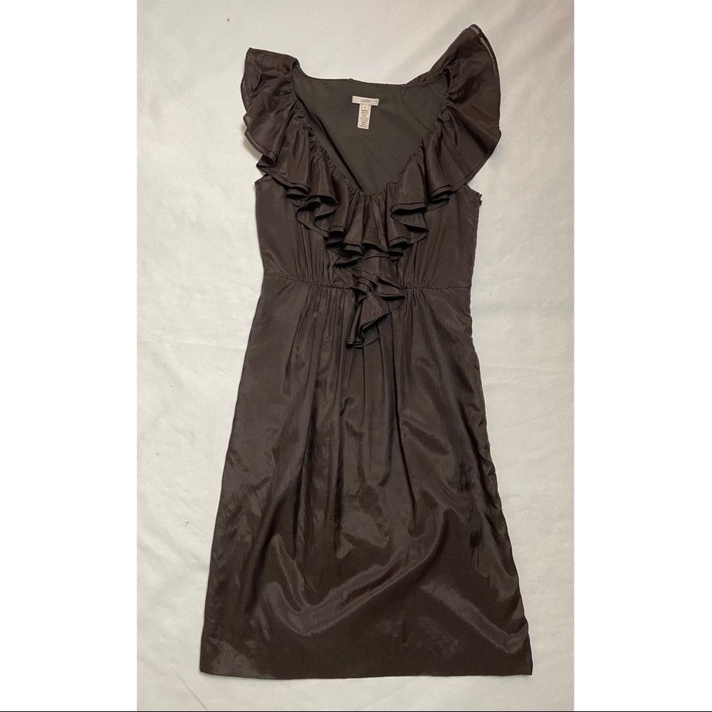 J.Crew New J. Crew Ruffled Edelyn Lawn Brown Dress Size 2 Size XS / US 0-2 / IT 36-38 - 5 Thumbnail