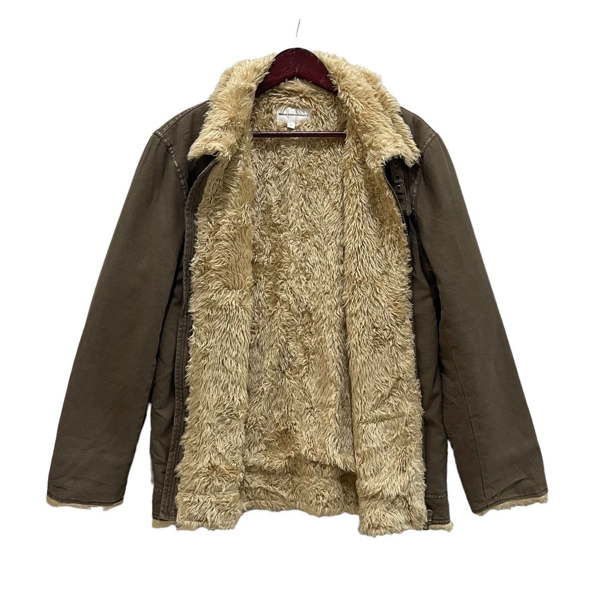 Vintage Vtg 90s Bobson International Shearling Zipper Chore Jacket Size US L / EU 52-54 / 3 - 1 Thumbnail