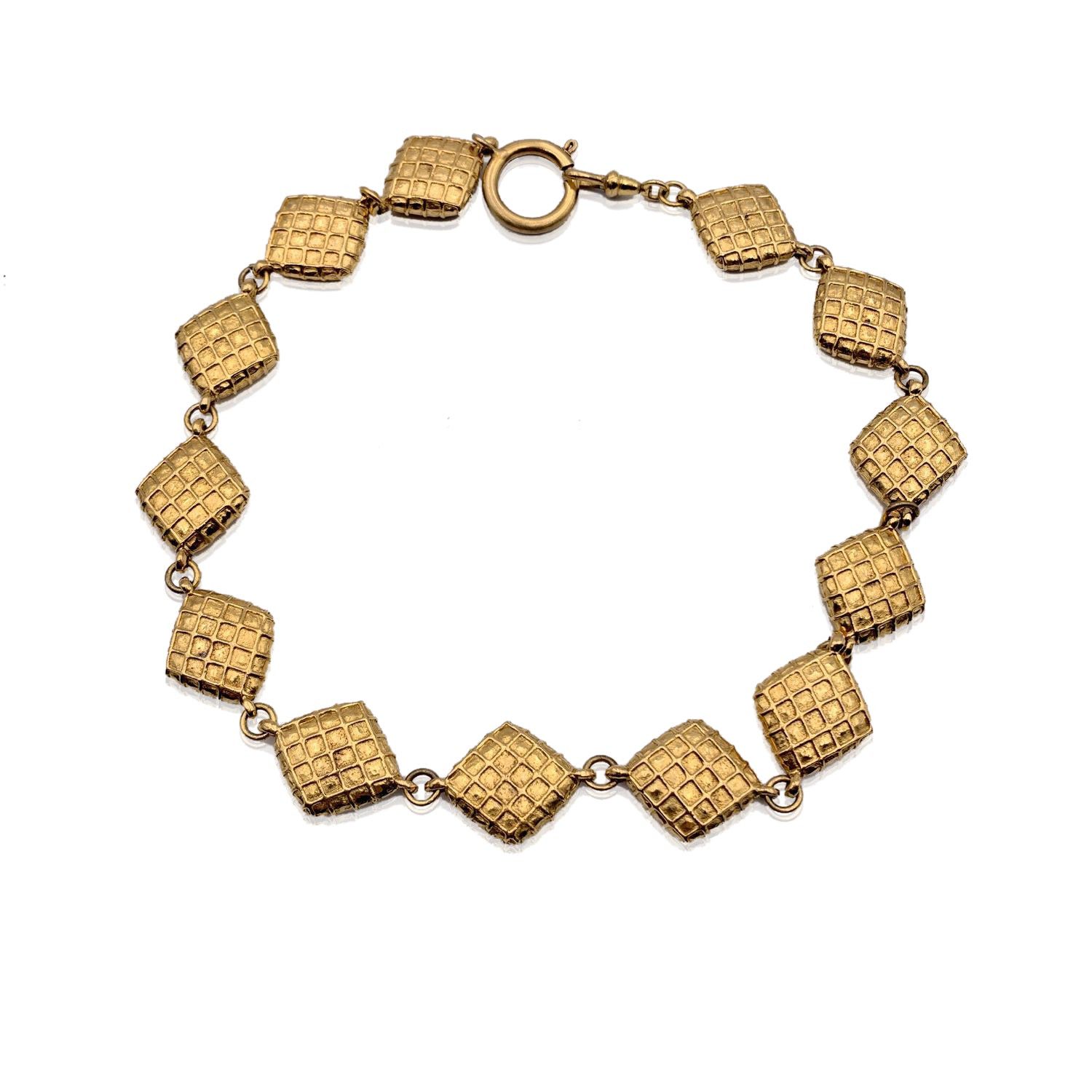 image of Chanel Vintage Gold Metal Quilted Collar Collier Necklace, Women's