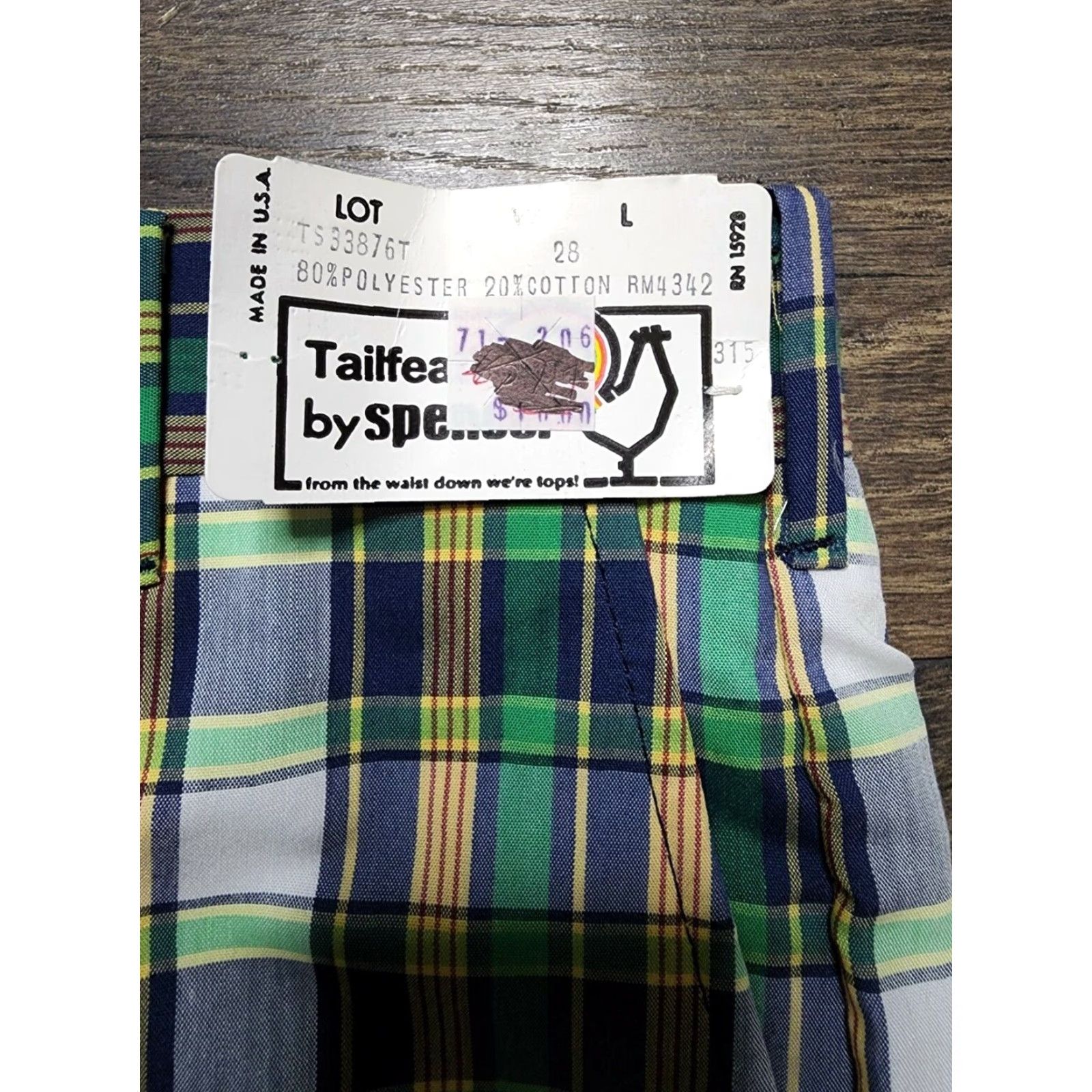 Vintage VINTAGE Tailfeathers by Spencer Golf Chino Shorts Mens 26 NOS Preppy Plaid Green 1960s Size US 26 / EU 42 - 2 Thumbnail
