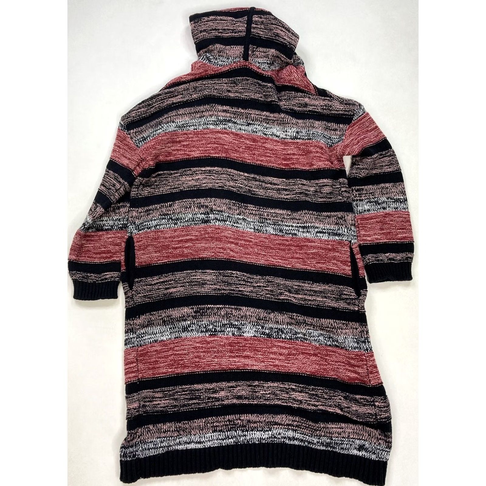 Vintage VINTAGE Lovers & Friends Hooded Open Knit Cardigan Sweater Women XS Black Red Size XS / US 0-2 / IT 36-38 - 3 Thumbnail