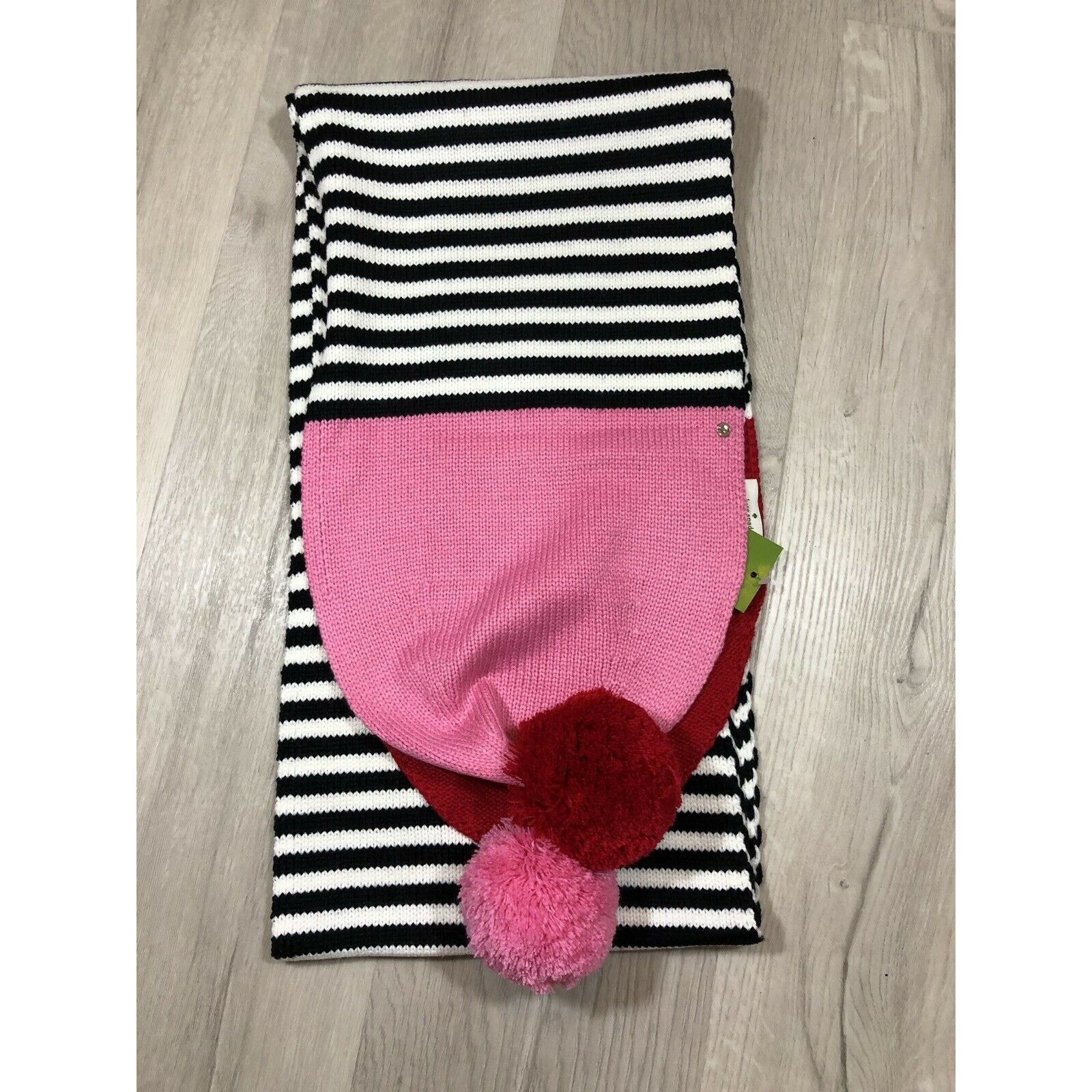 Kate Spade Kate Spade Stripe Pom Pom Scarf Blockcolors Stripe Charm Red Size ONE SIZE - 2 Thumbnail