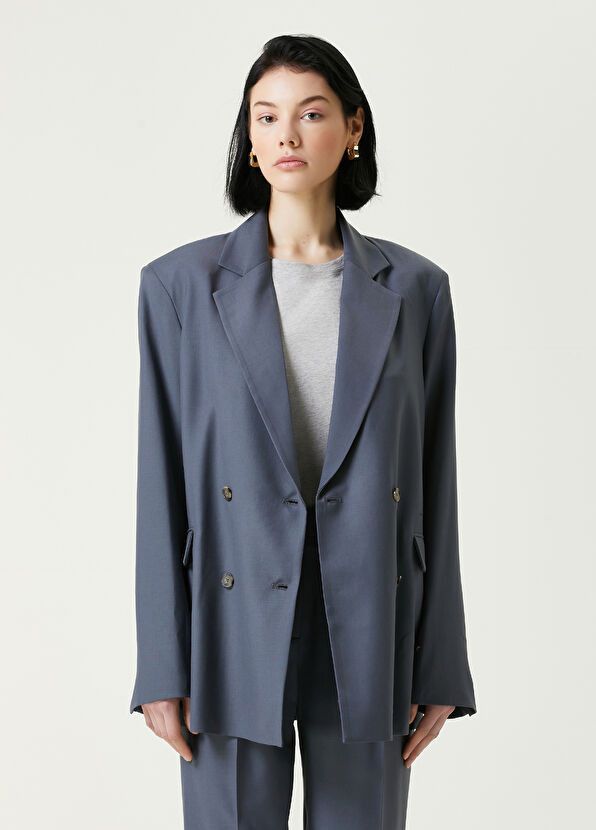 Loulou de Saison o1s22i1n1024 Donau Double-Breasted Blazer in Grey Size M / US 6-8 / IT 42-44 - 1 Thumbnail