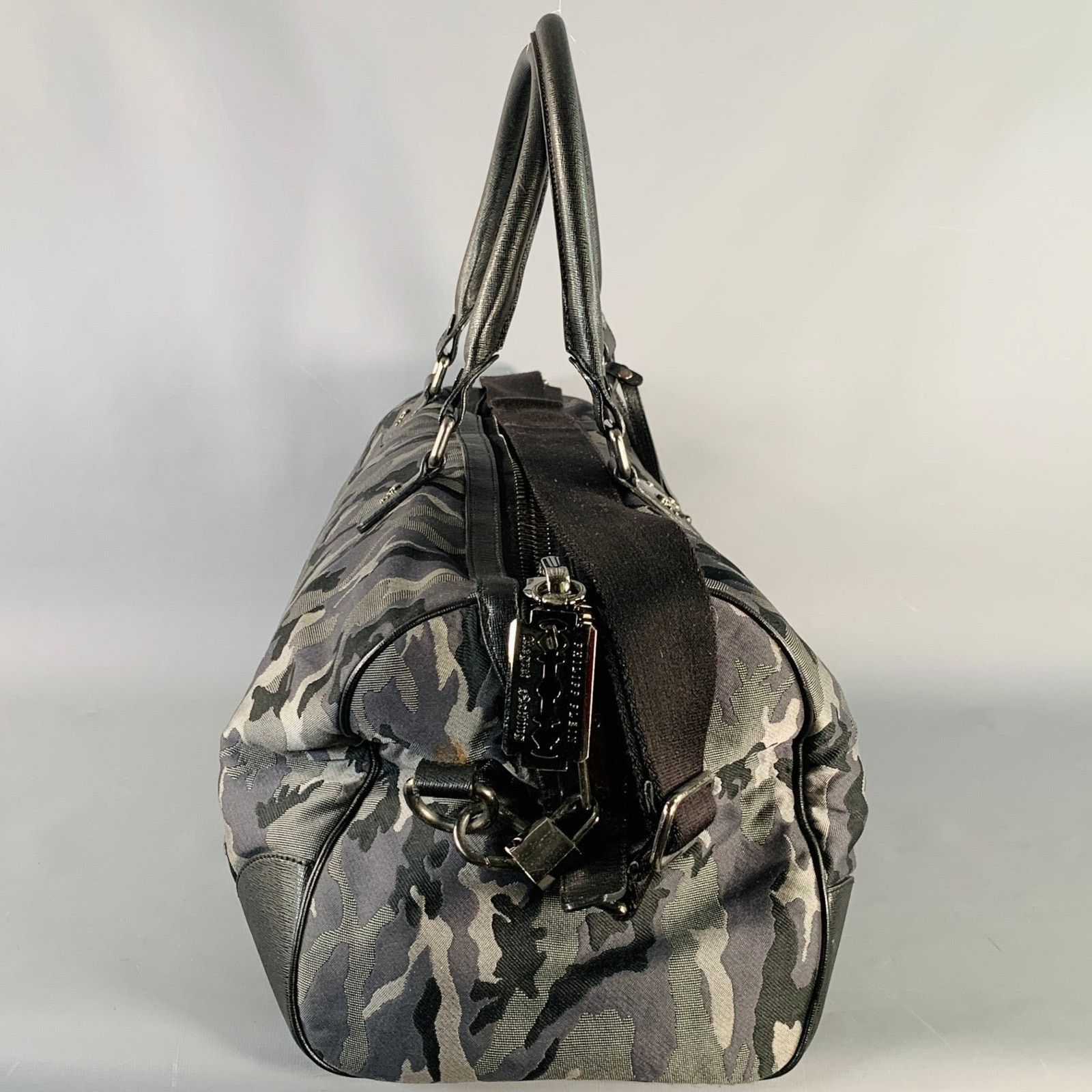Philipp Plein PHILLIPP PLEIN Grey Camouflage Saffiano Leather Canvas Bag Size ONE SIZE - 4 Thumbnail