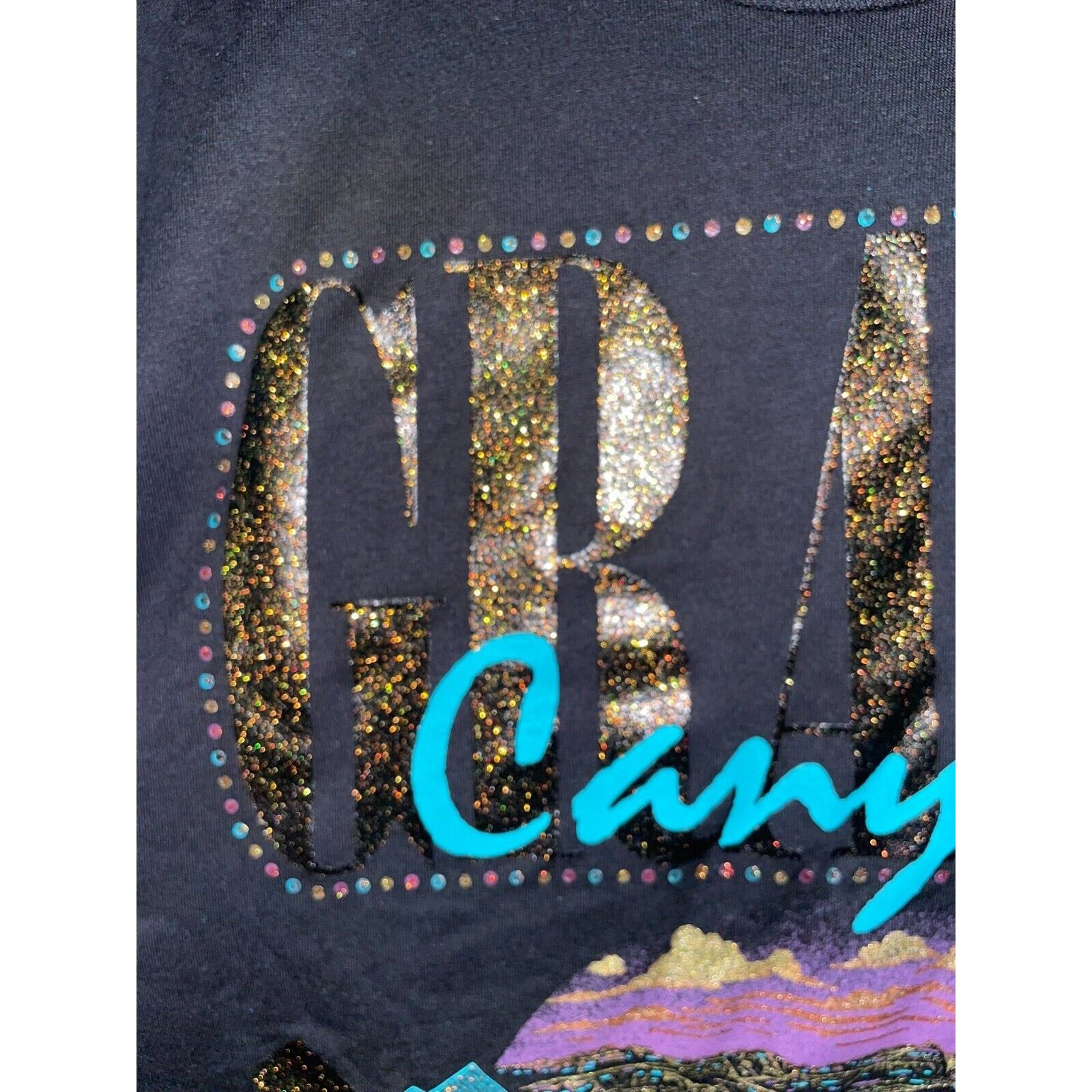 Jerzees Vintage Grand Canyon Arizona Shirt Retro Glam Black Tee 90s Size US L / EU 52-54 / 3 - 2 Thumbnail