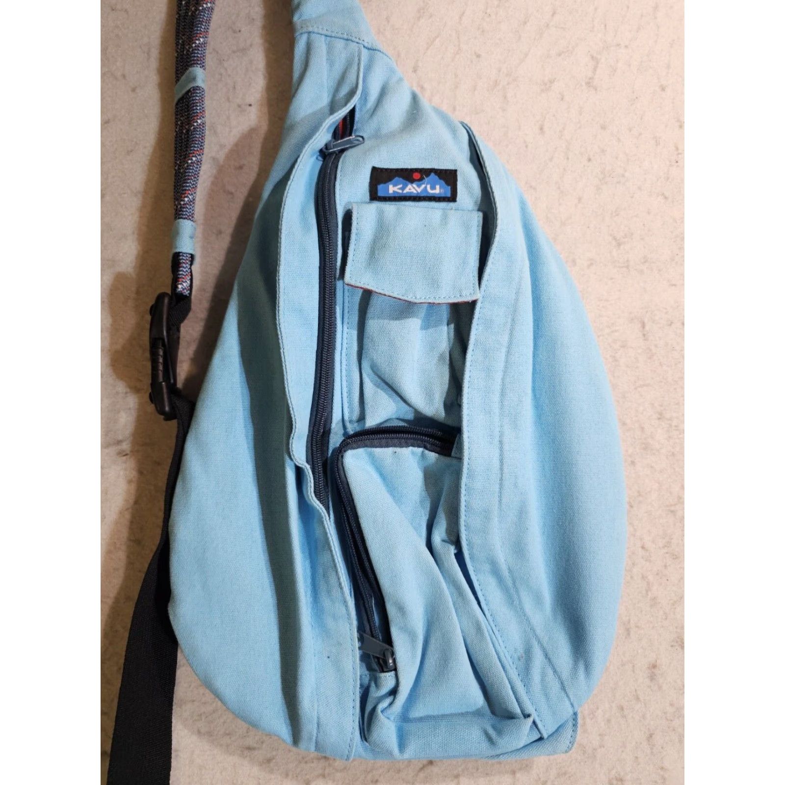 KAVU KAVU Rope Sling Bag Crossbody Backpack Cotton 5 Pocket Design - Medium Size Unisex Blue Size ONE SIZE - 2 Thumbnail