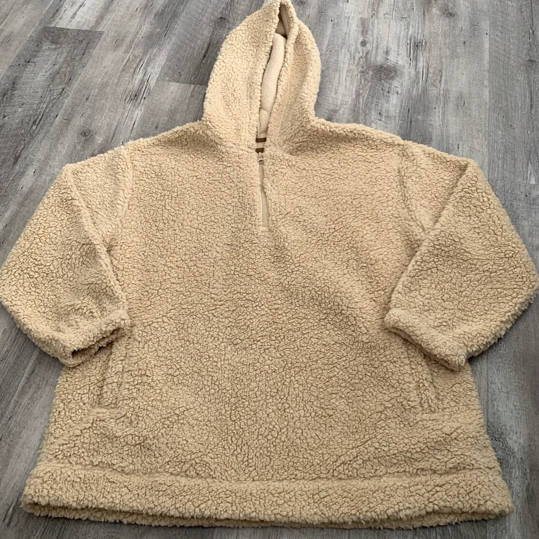 Vintage Koolaburra by UGG Womens XL Teddy Bear Sherpa Hoodie Jacket Tan Camel Pockets Size XL / US 12-14 / IT 48-50 - 7 Thumbnail