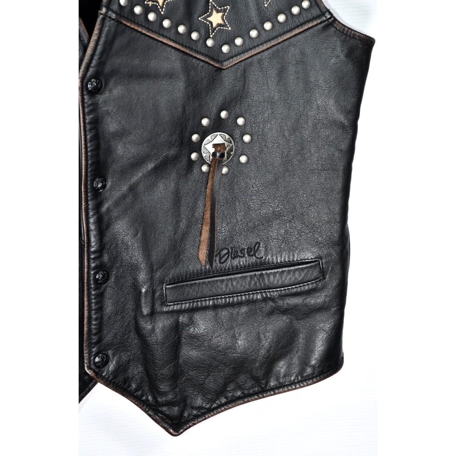 Diesel VINTAGE Diesel Western Vest M Womens Leather Studded 90s Casual Black Eyewear? Size M / US 6-8 / IT 42-44 - 3 Thumbnail