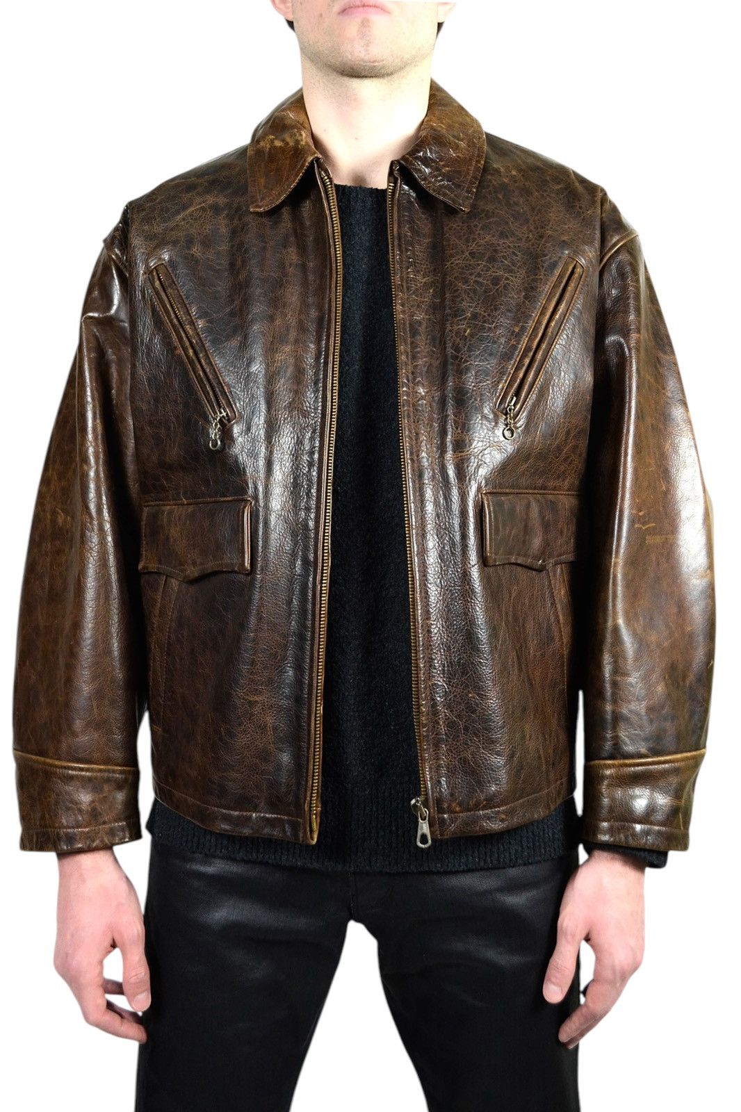 Avirex 90s Vintage Redskins B32 Leather Military Bomber Jacket Size US XL / EU 56 / 4 - 5 Thumbnail
